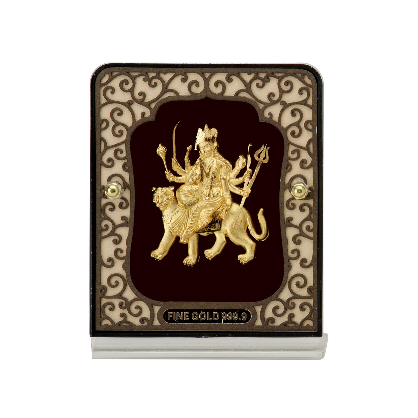 Durga Maa - 24K Gold Foil Solid Carving Table top