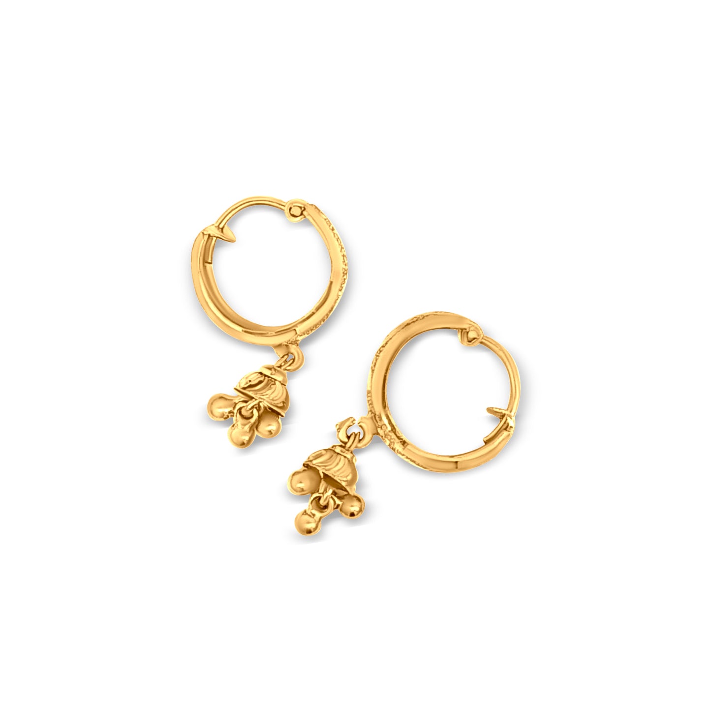 22k Gold Huggie Hoop Earrings with Trinkets