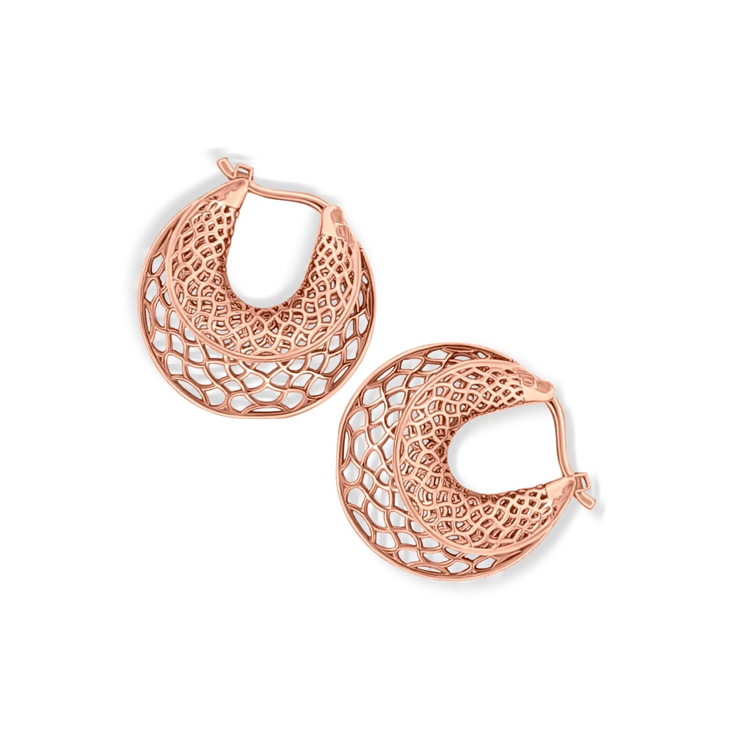 18k Rose Gold Moroccan Design Hoop Earrings