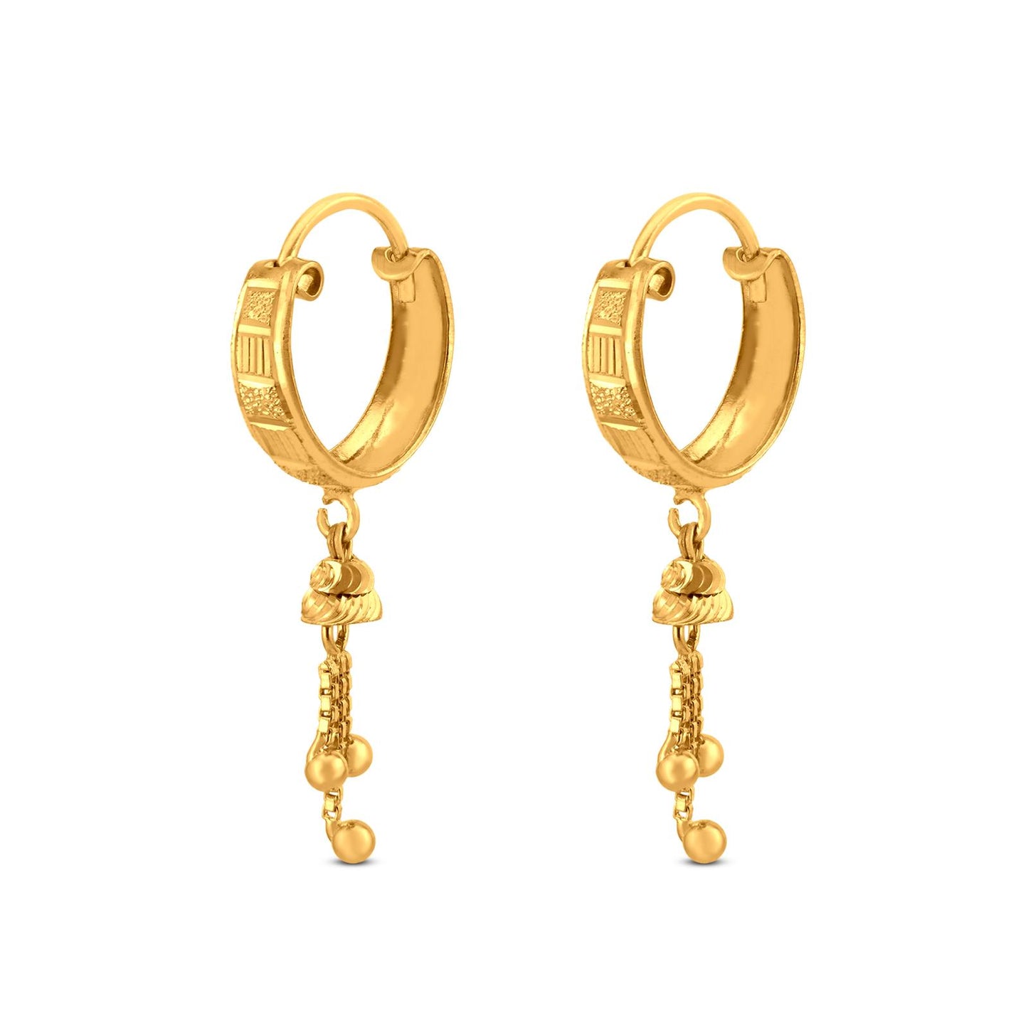 Stylish Hoop Drop Earring In 22K Gold