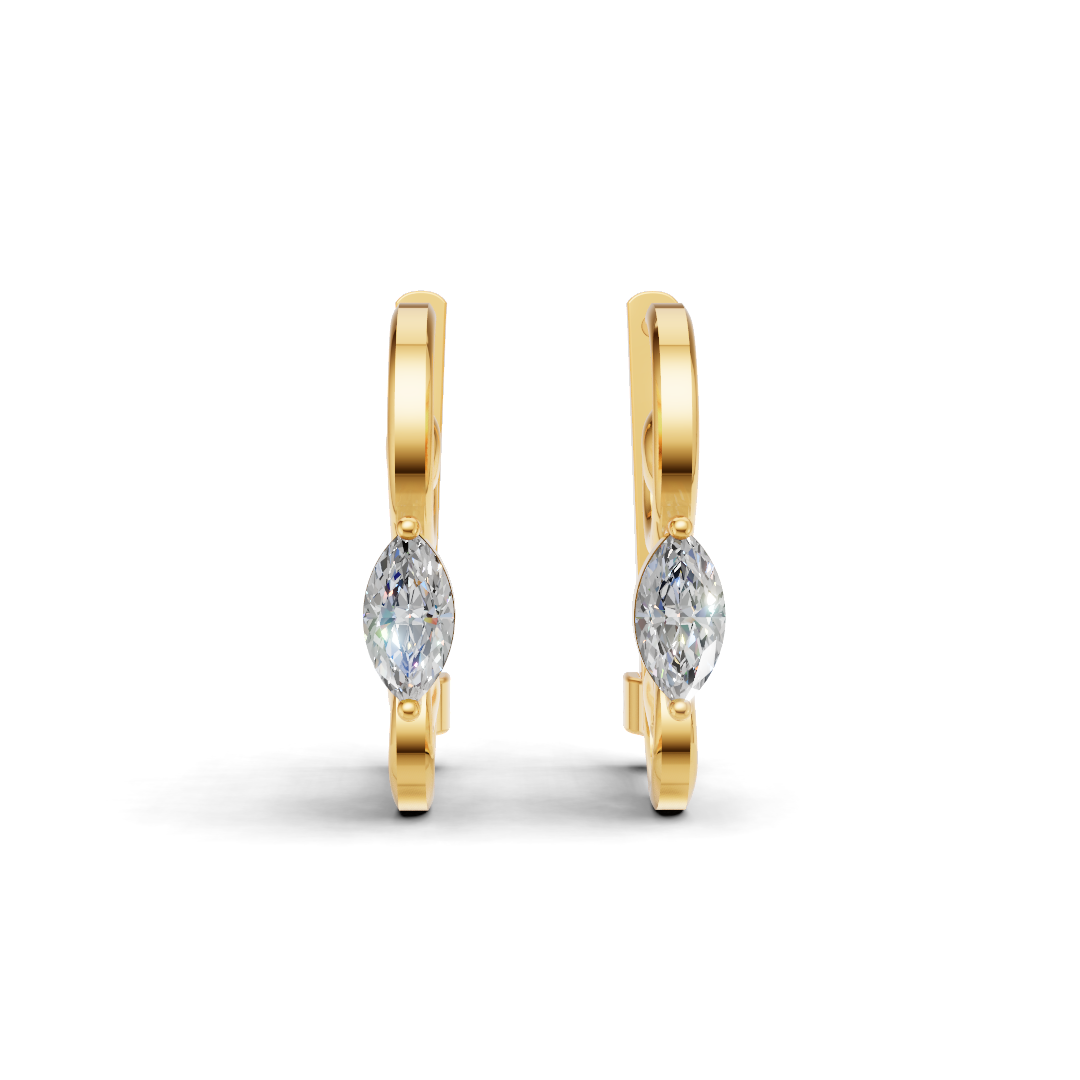 14K Gold Hoop Earrings with CZ Stones