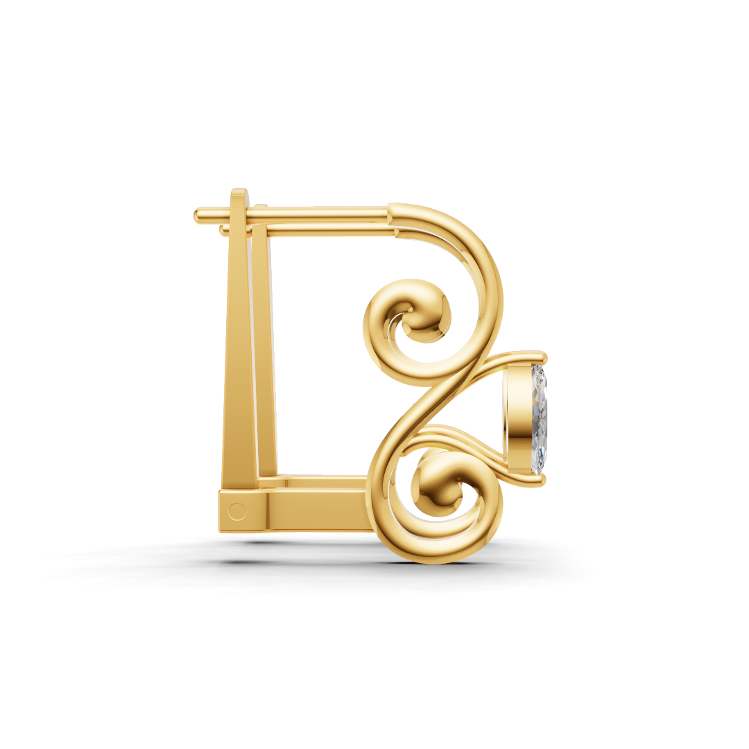Tarangini 14K Gold Hoop Earrings with CZ Elegant Swirl Design