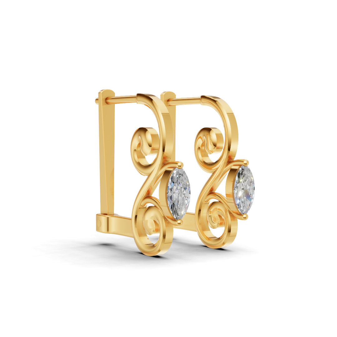 14K Gold Hoop Earrings with CZ Stones