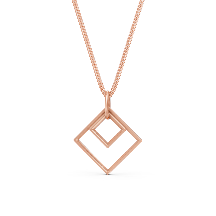 14K Rose Gold Minimalist Rhombus Frame Pendant