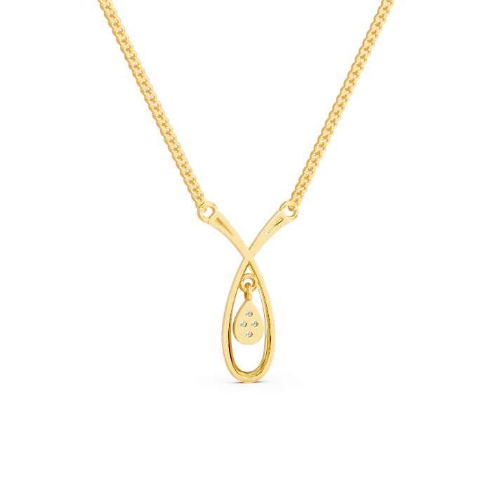 14K Gold Minimalist Diamond Pendant with Teardrop Charm