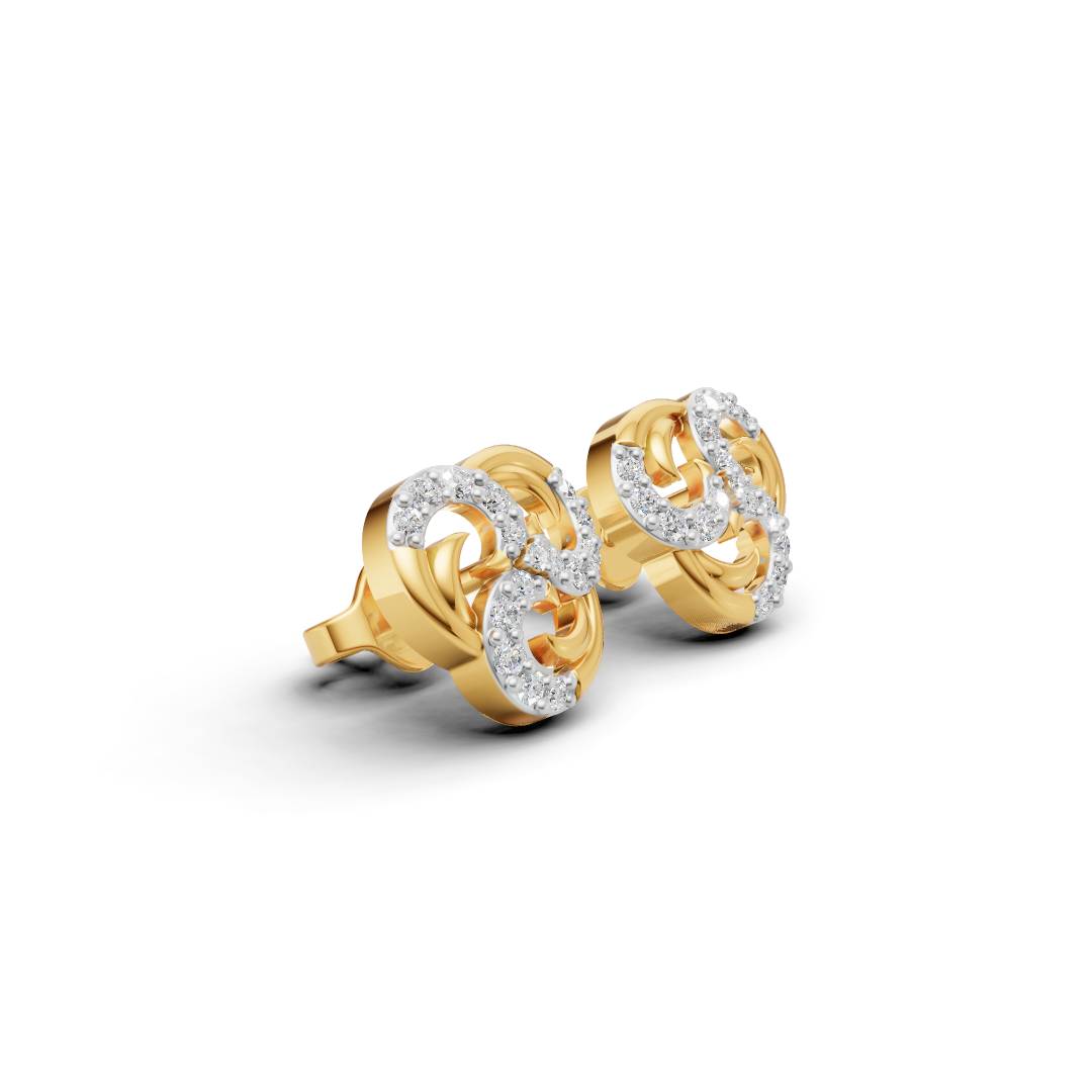 14K Gold Stud Earrings with CZ Stones