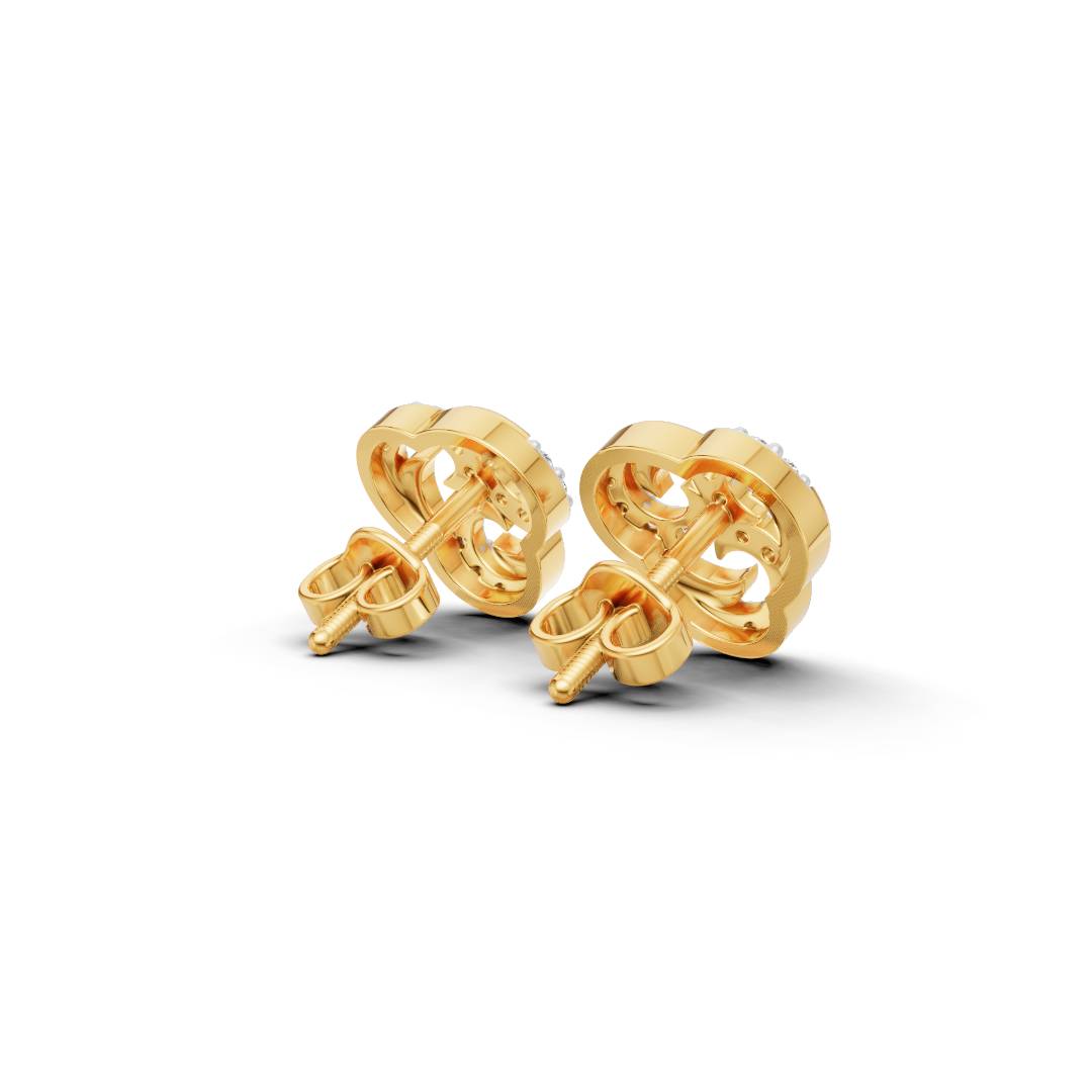 14K Gold Stud Earrings with CZ Stones