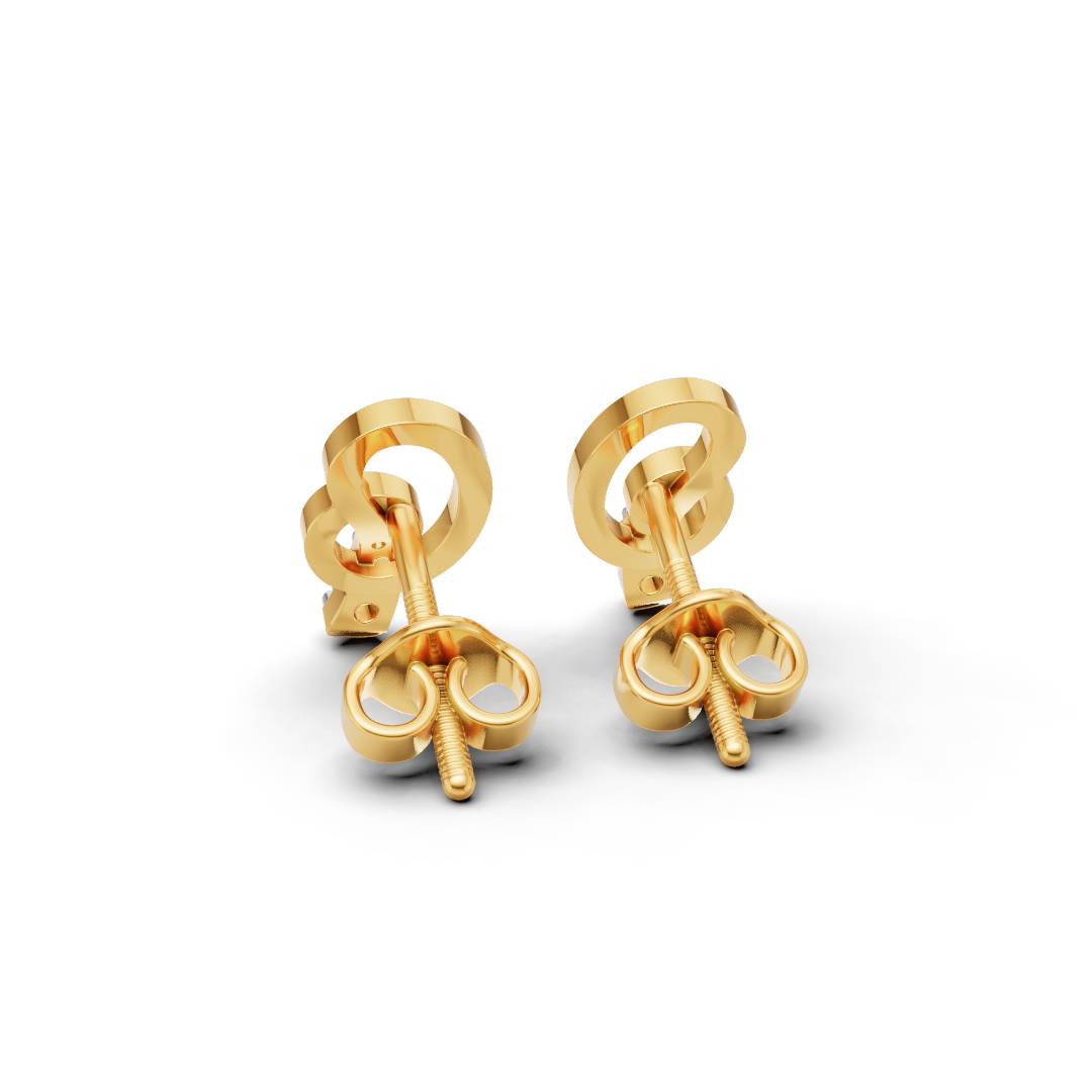 Tanvi 14K Gold Stud Earrings with CZ Loop & Line Elegance