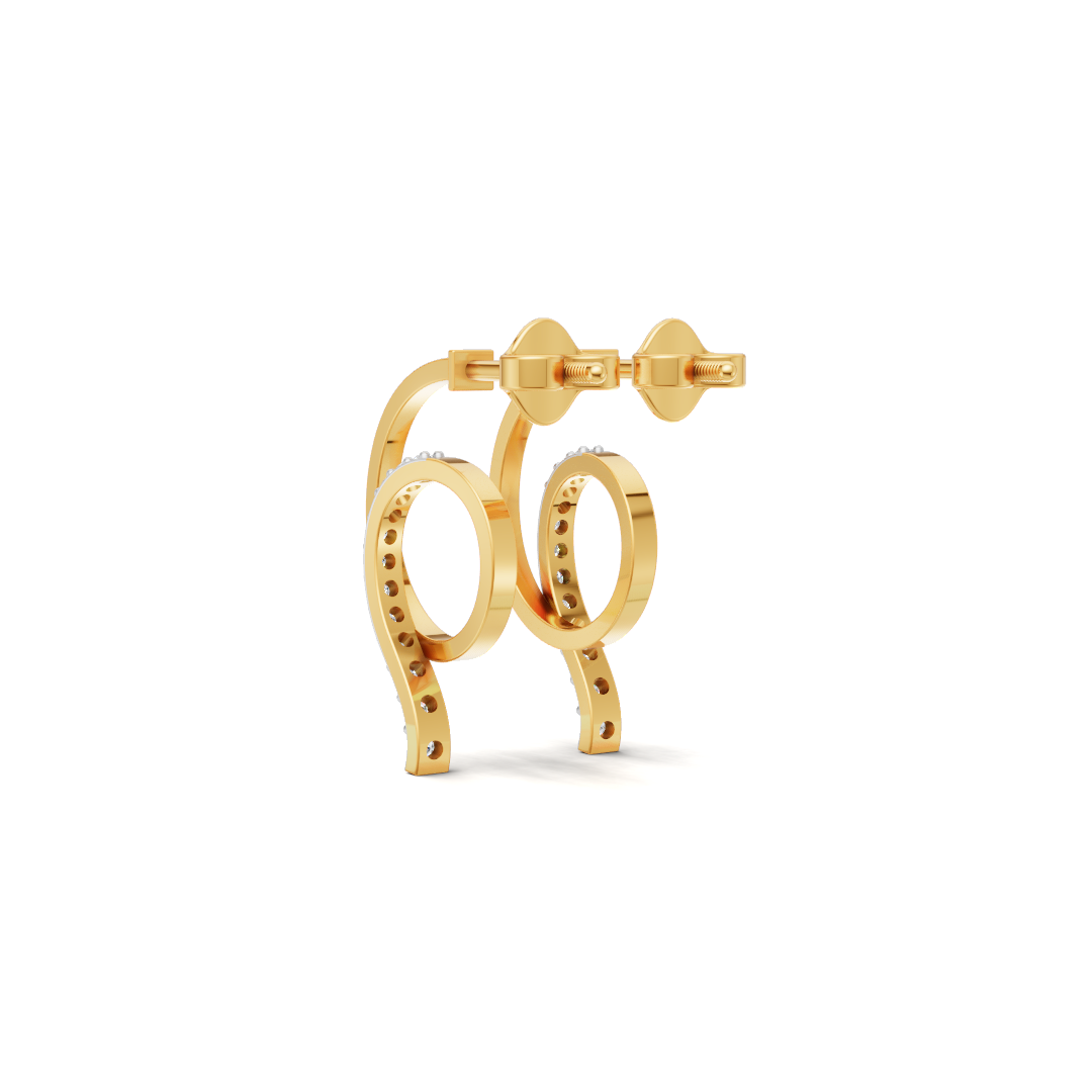 Sutra 14K Gold Stud Earrings with CZ – Modern Elegance