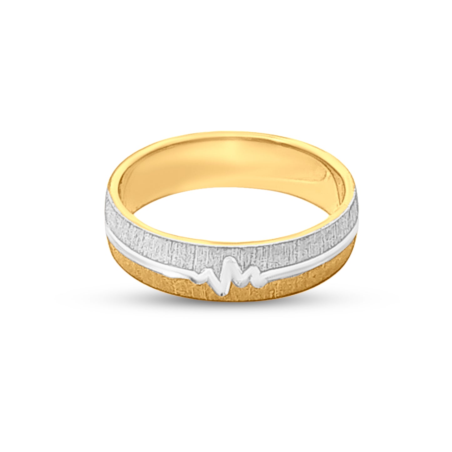 Ishika Hearts: 22k White and Yellow Gold Couple Heartbeat Ring