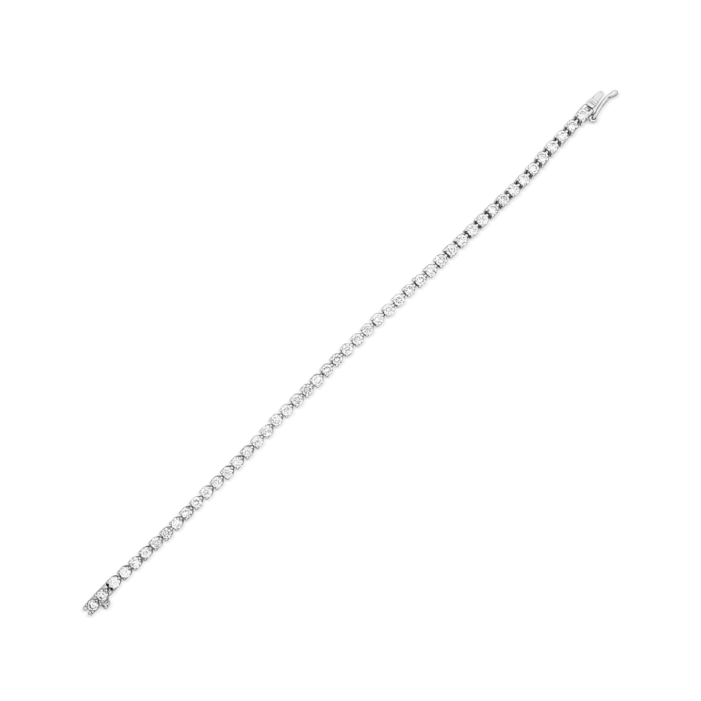 14K White Gold Round Lab-Grown Diamond Tennis Bracelet