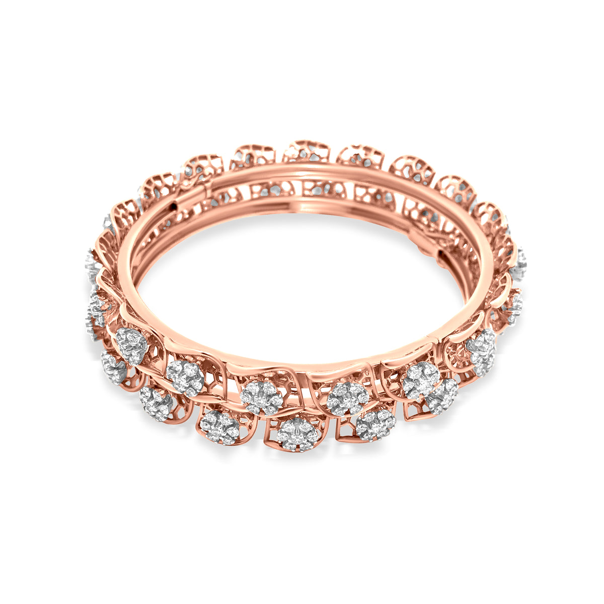 Classic 18K Rose Gold Vs Quality Bridal Diamond Bangle