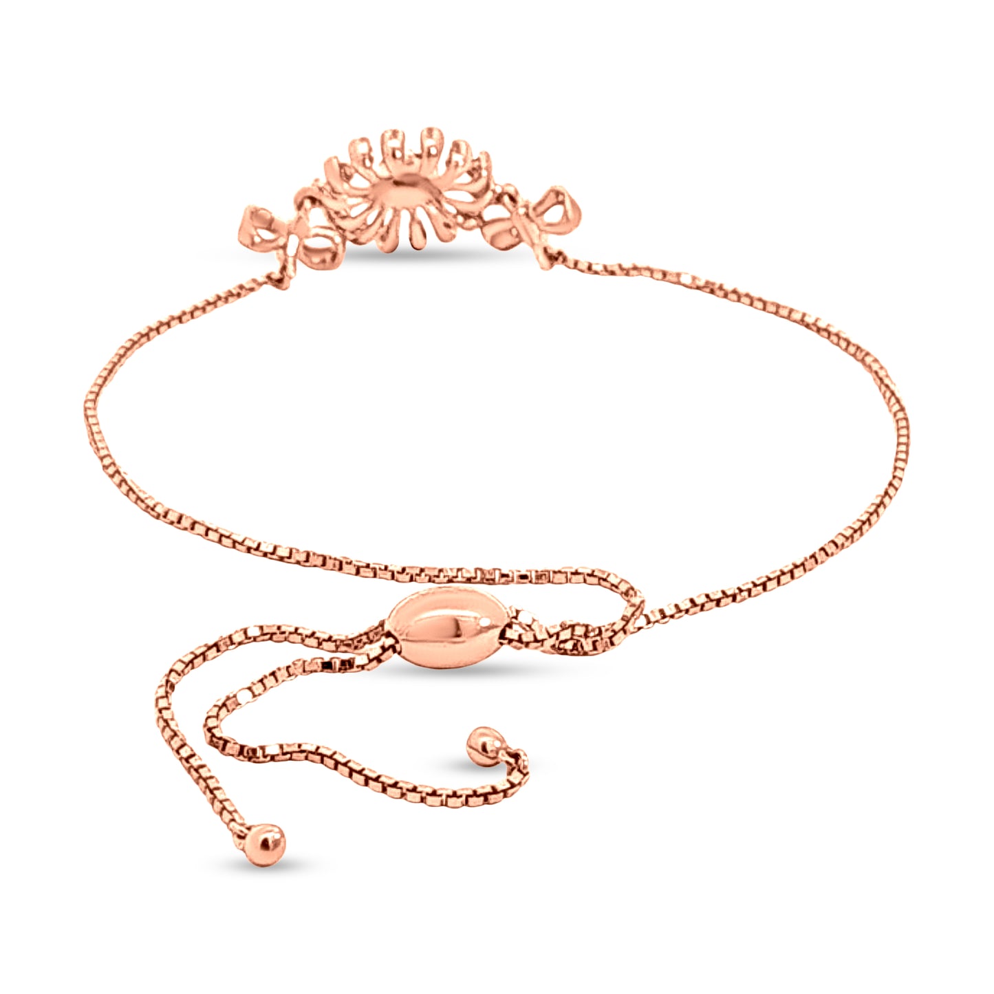 Pushpika Blooms: 18k Rose Gold Flower Motif Chain Bracelet