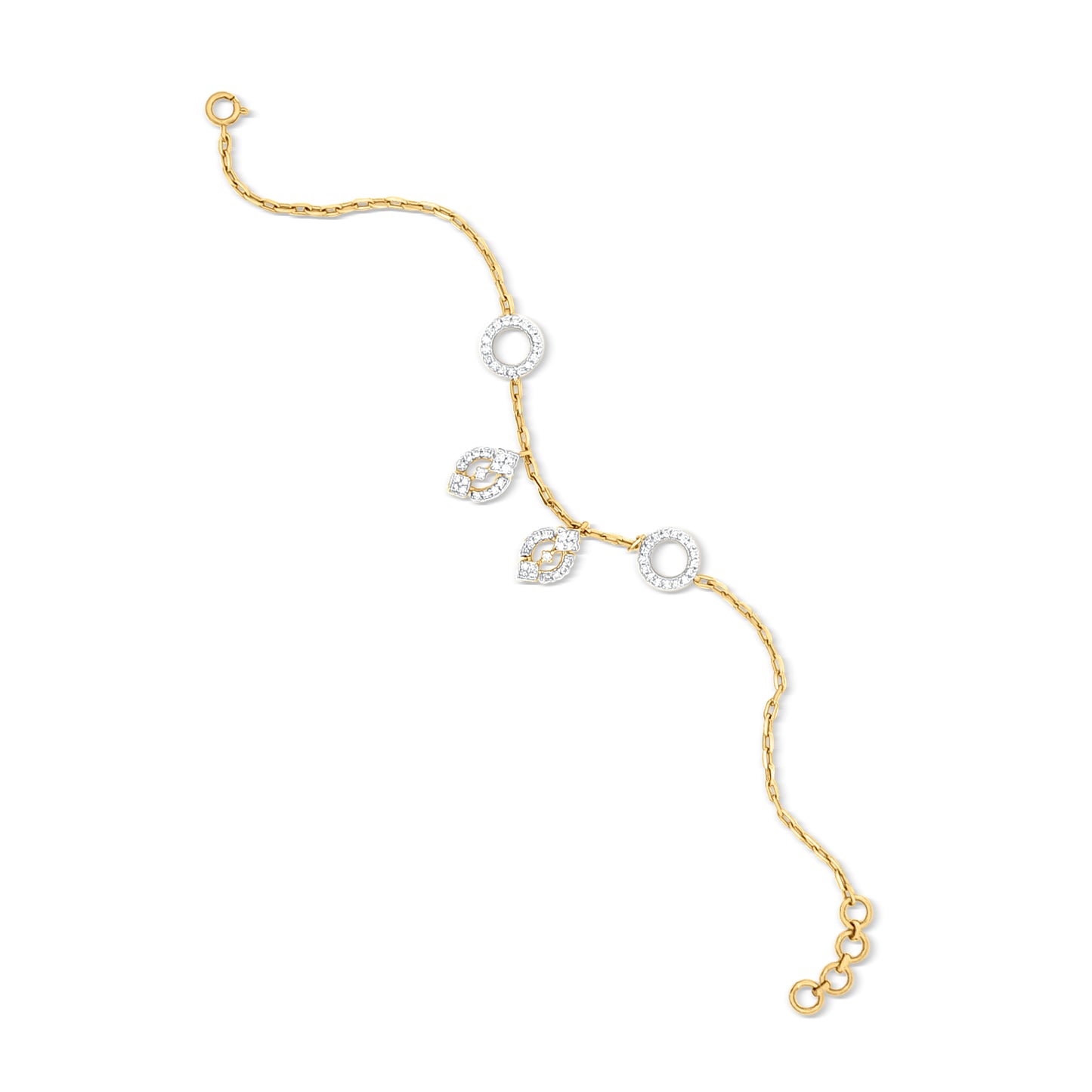 Anaiza 18k Yellow Gold Chain Diamond Bracelet with Spring Lock