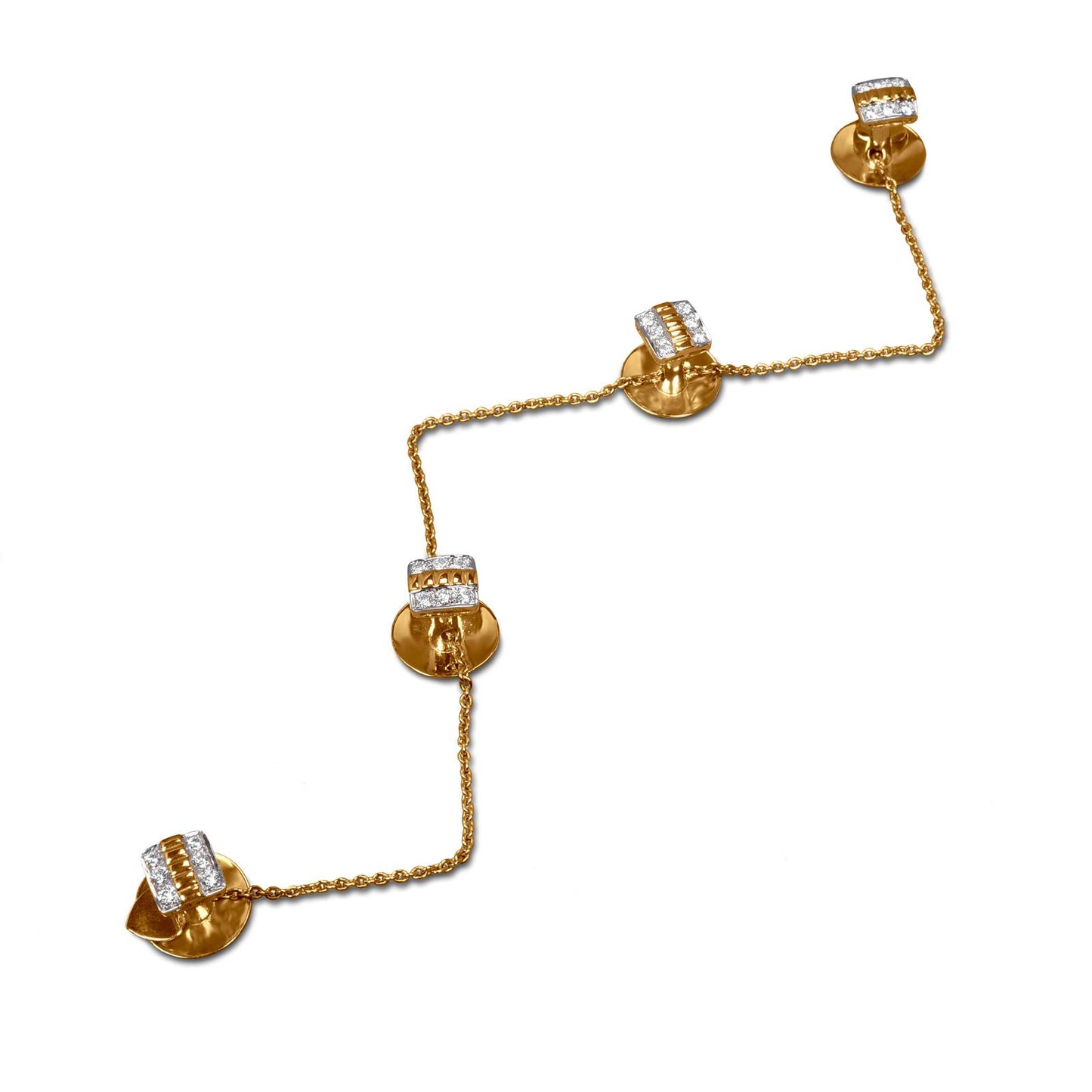 Gold Button With Round Cut Diamond