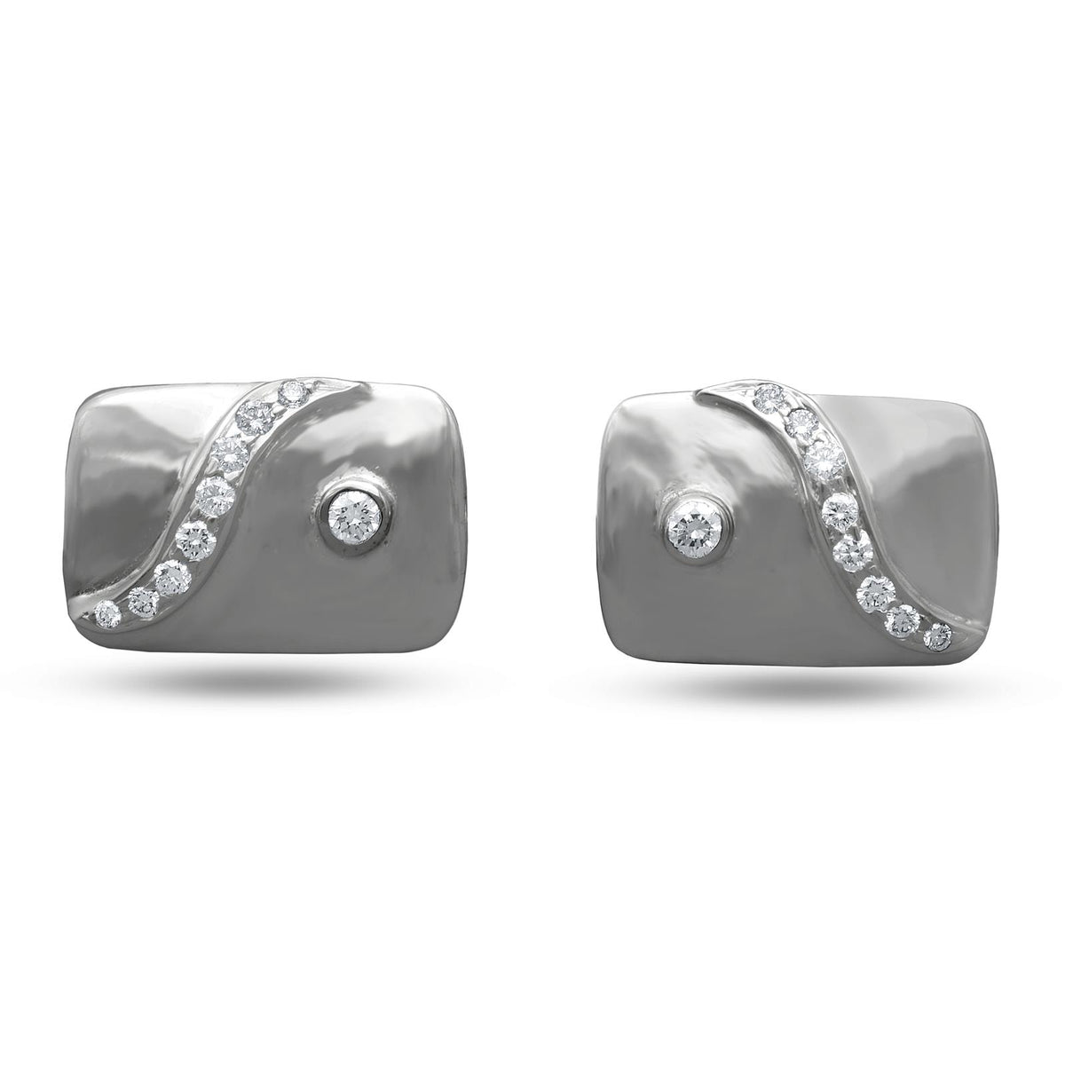 Diamond Cufflinks In 18K White Gold