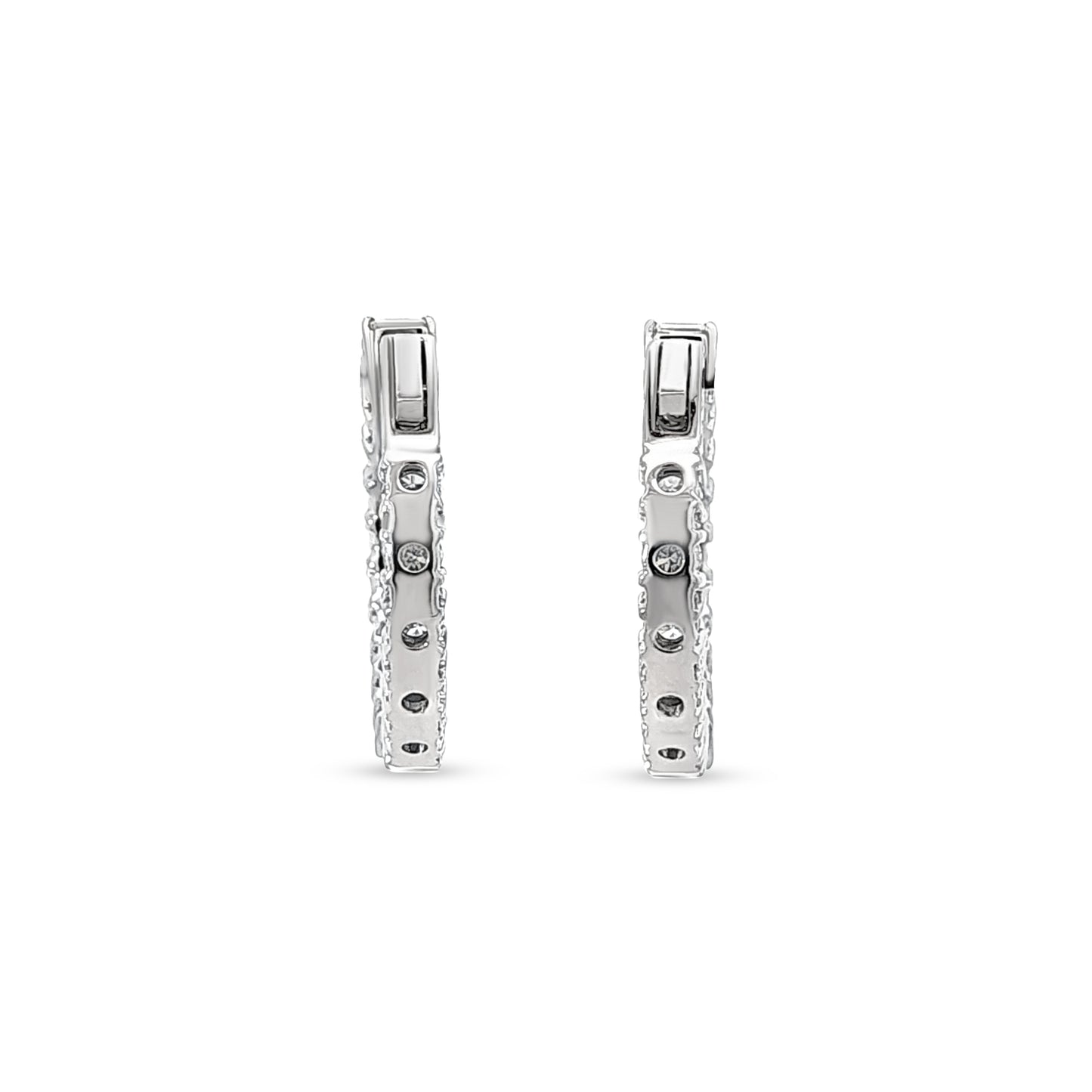 14K White Gold Emerald-Cut and Round Lab-Grown Diamond Hoop Earrings