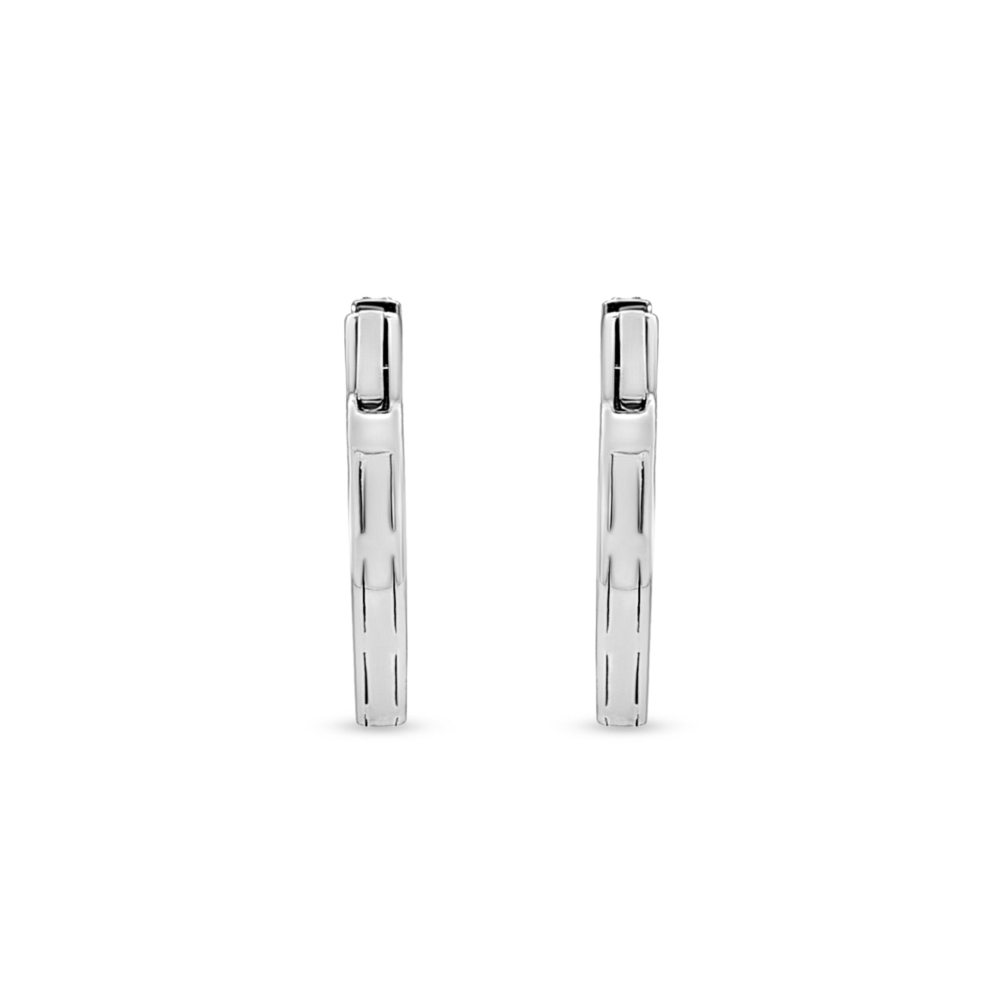 14K White Gold Lab-Grown Diamond Huggie Hoop Earrings