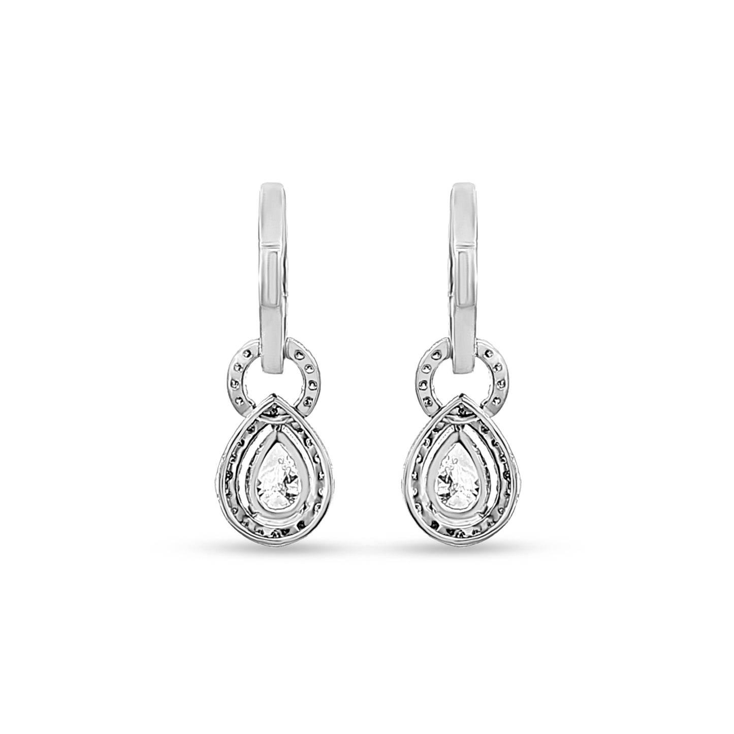 14K White Gold Pear Lab-Grown Diamond Huggie Hoop Earring