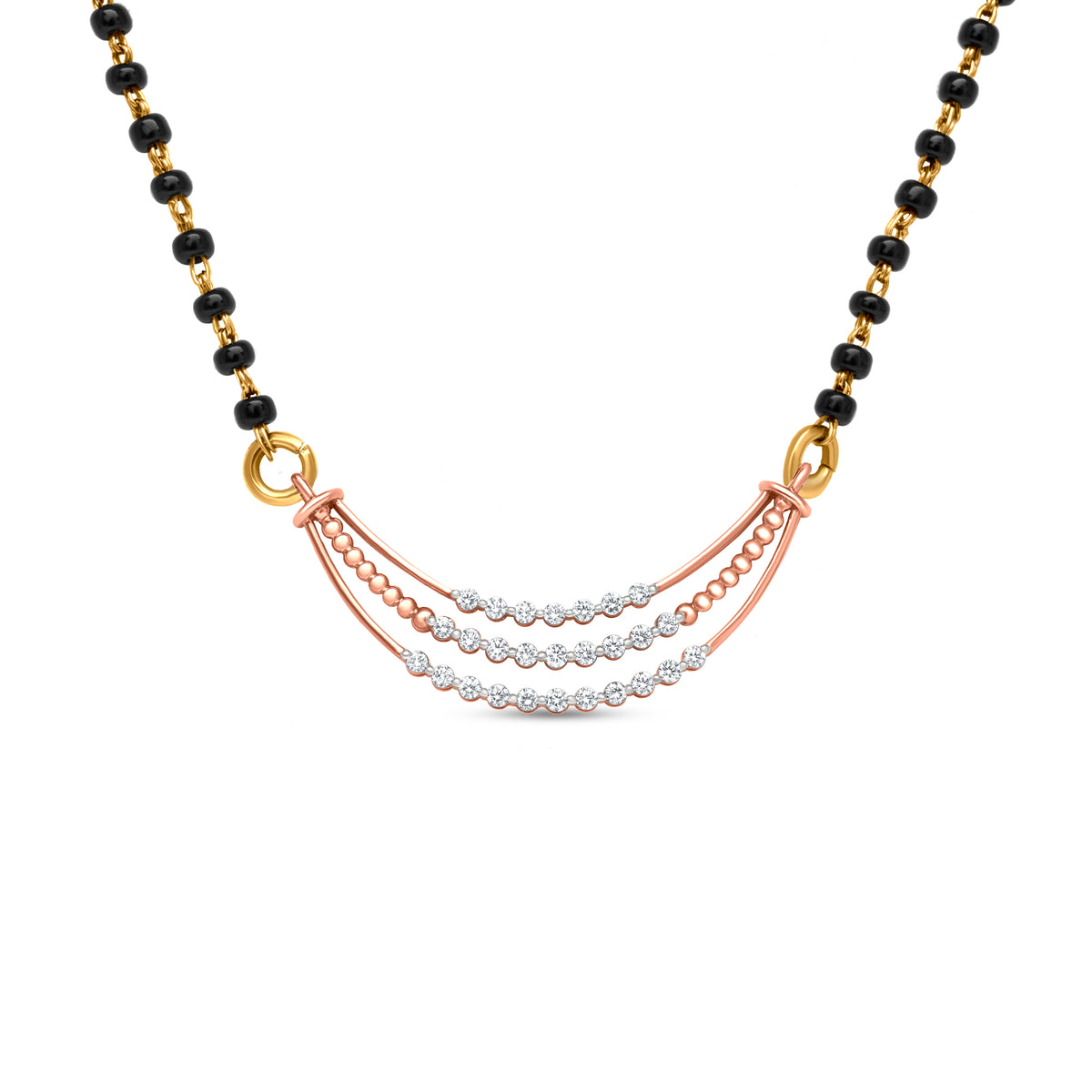 18k Rose Gold Diamond Layered Mangalsutra Pendant Necklace