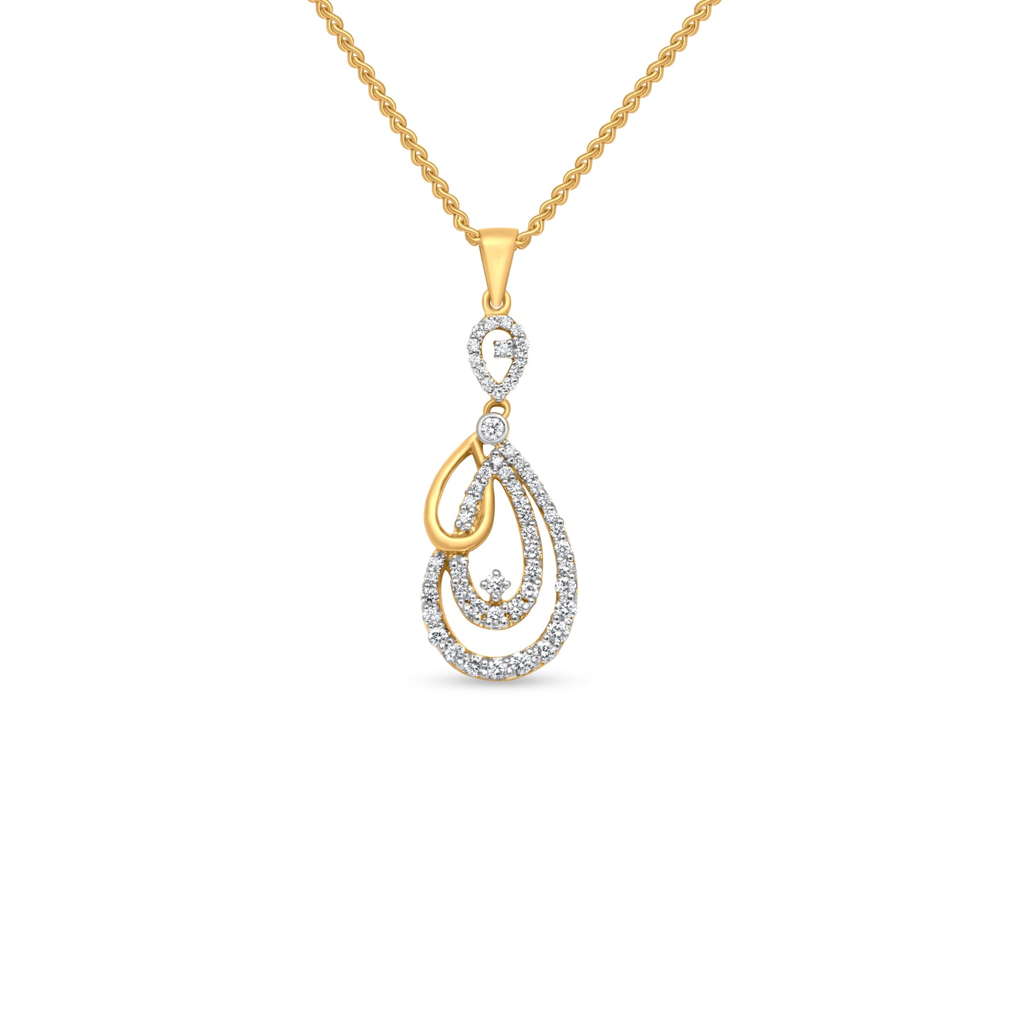 18k Yellow Gold Trendy Diamond Pendant Necklace