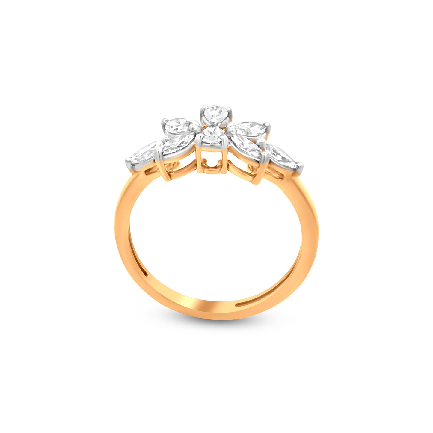 18k Yellow Gold Diamond Leaf Midi Ring - Inspired by Nature