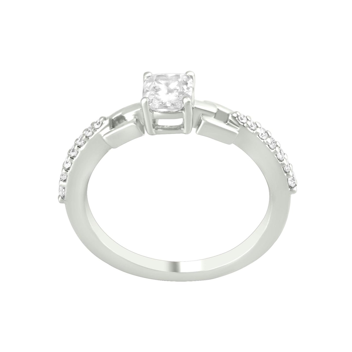 Elen Solitaire Ring In 18K White Gold