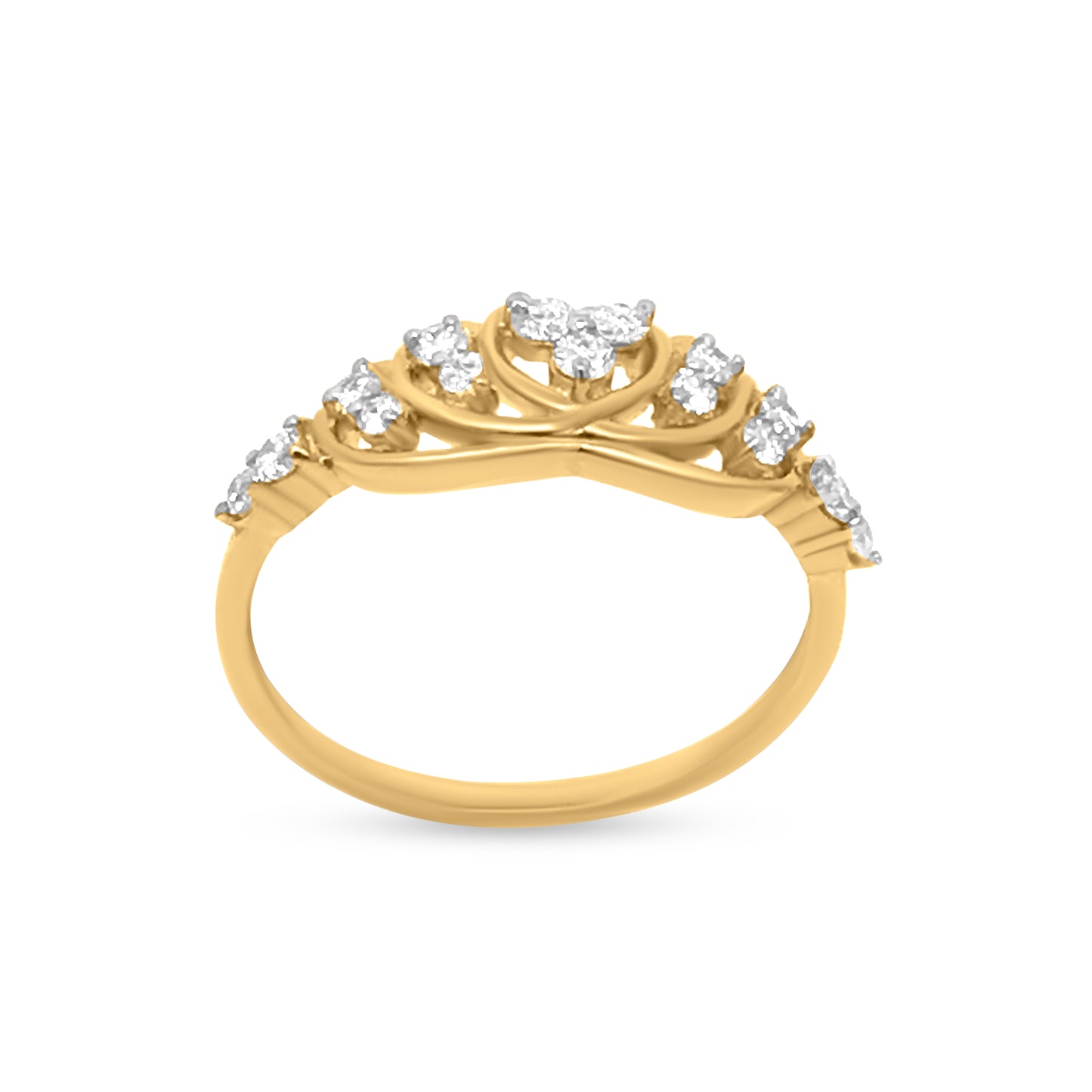 Sparkling Round Diamond Adorned In Heart Motif Ring In 18K Yellow Gold For Women? And Girls.