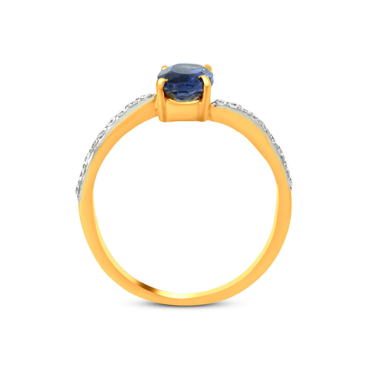 Blue Sapphire Ring In 18K Yellow Gold With Diamonds