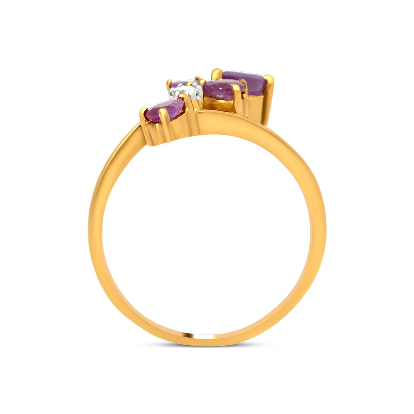 Diamond Bypass Ring In 18K Yellow Gold With Zircon