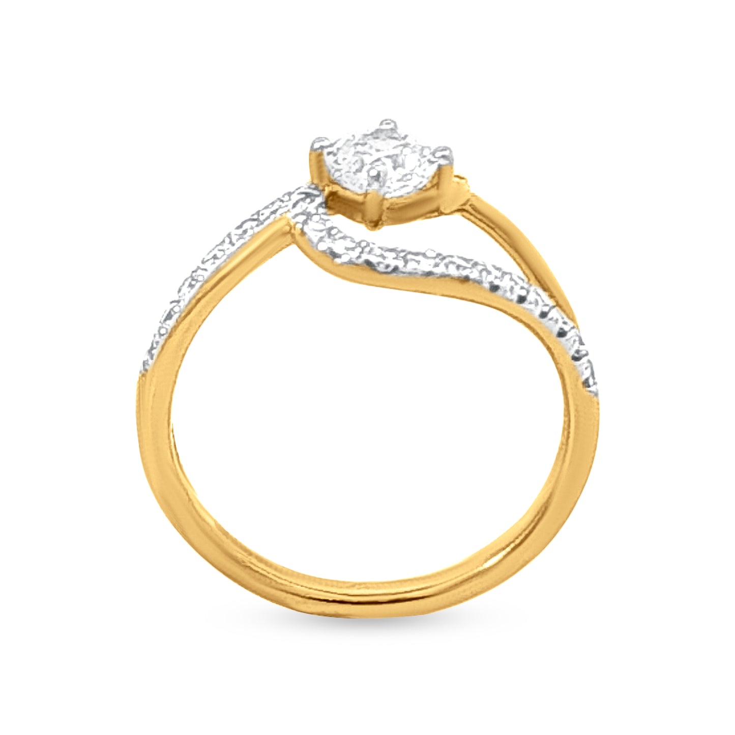 Shagun Ring: 18k Yellow Gold Split Shank Diamond Ring