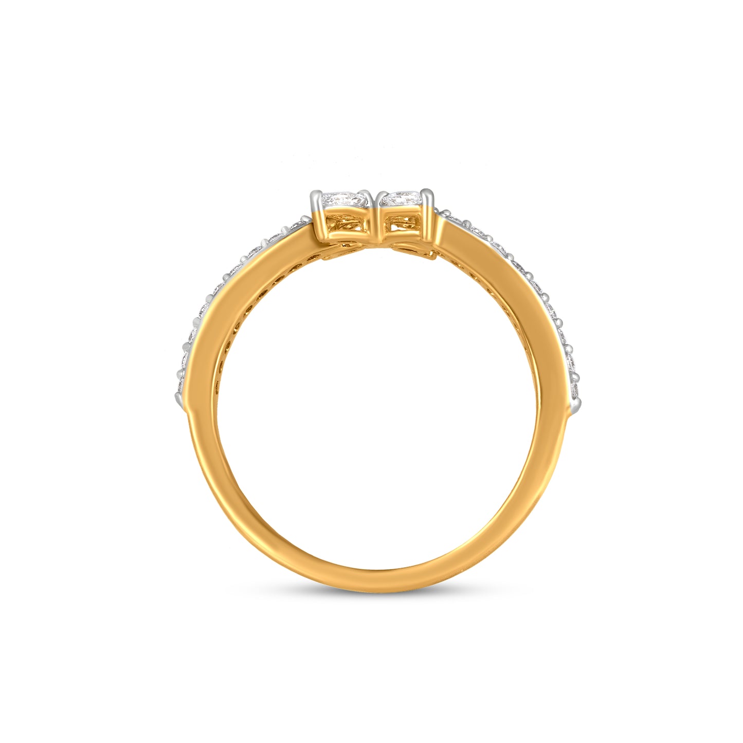 Classy 18K Yellow Gold Midi Ring Gleaming With Marquise Diamond