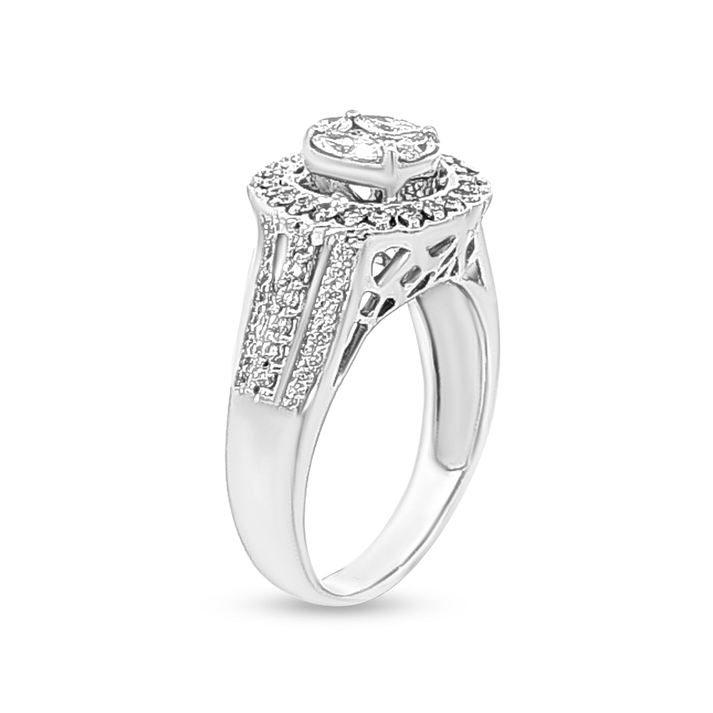 18k White Gold Halo Wedding Diamond Ring