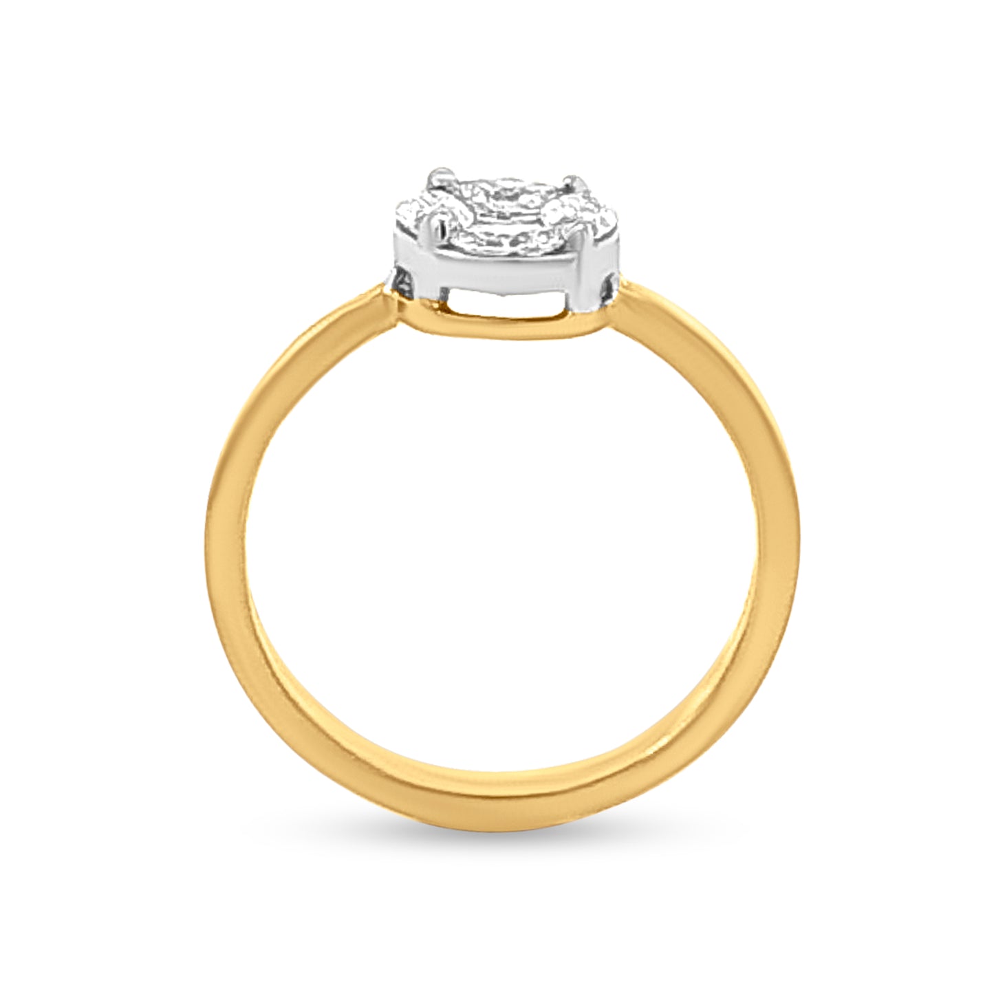 18k Gold Round Engagement Band Ring