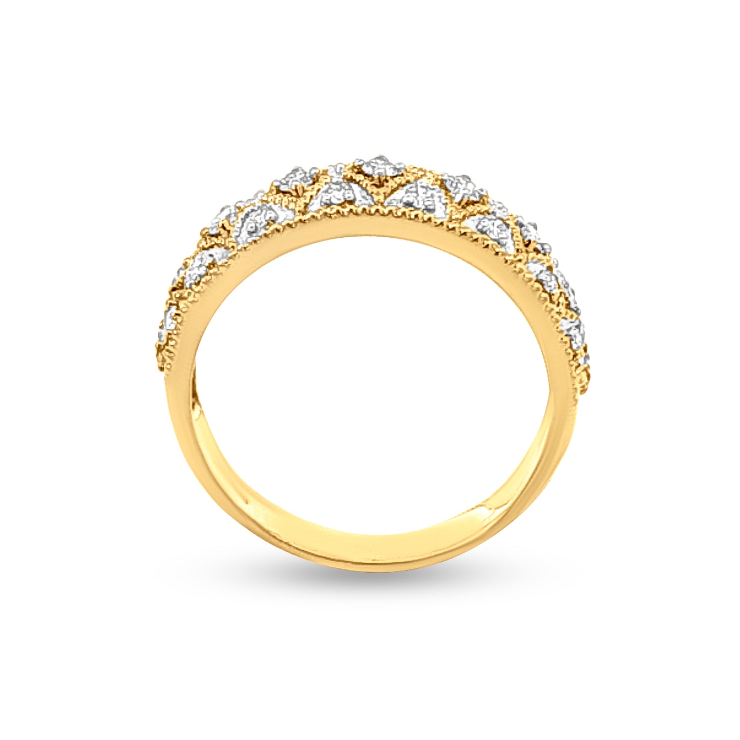 Divya Abhushan : 18k Yellow Gold Diamond-Studded Womens Band Ring