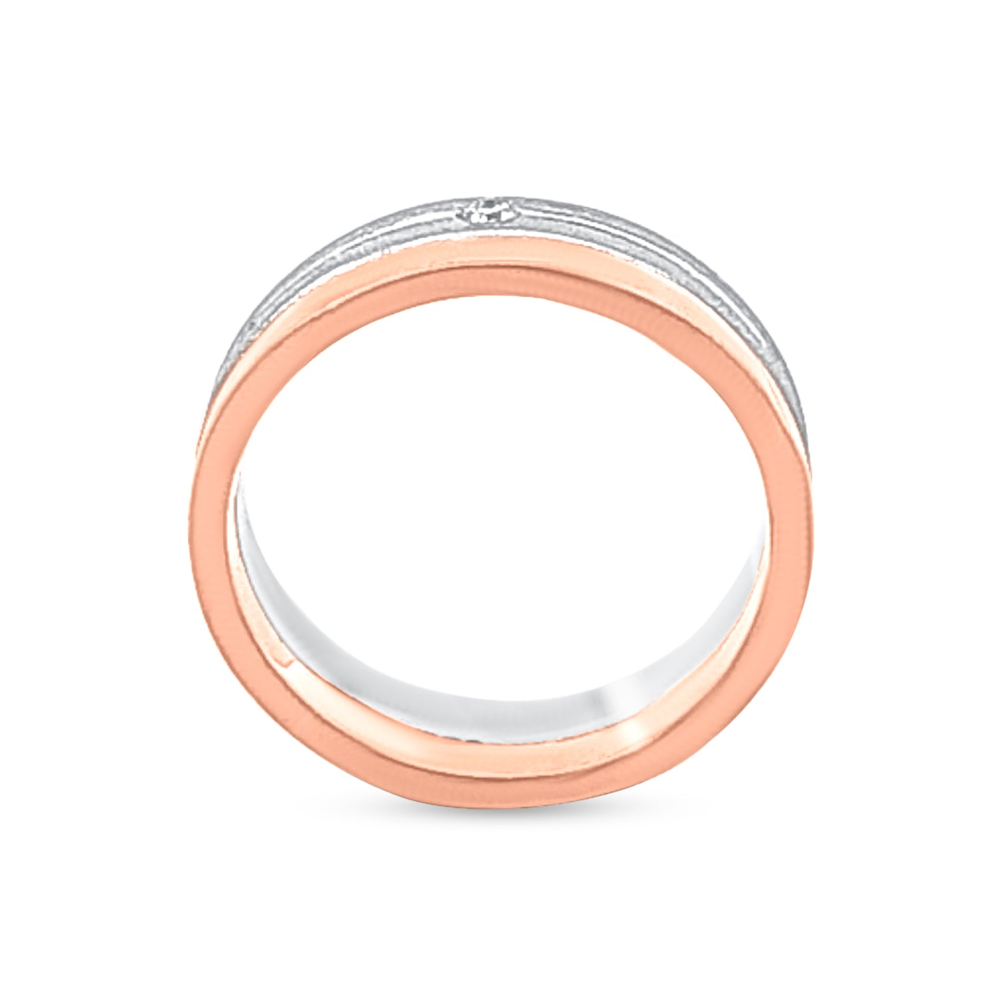 18k Rose Gold and Platinum Solitaire Band Ring