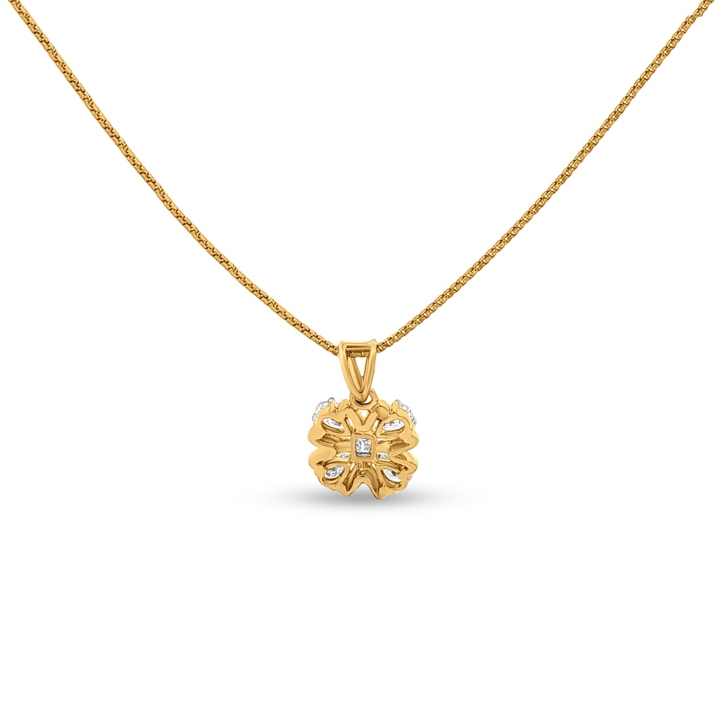 18k Gold Diamond Floral Pendant Set