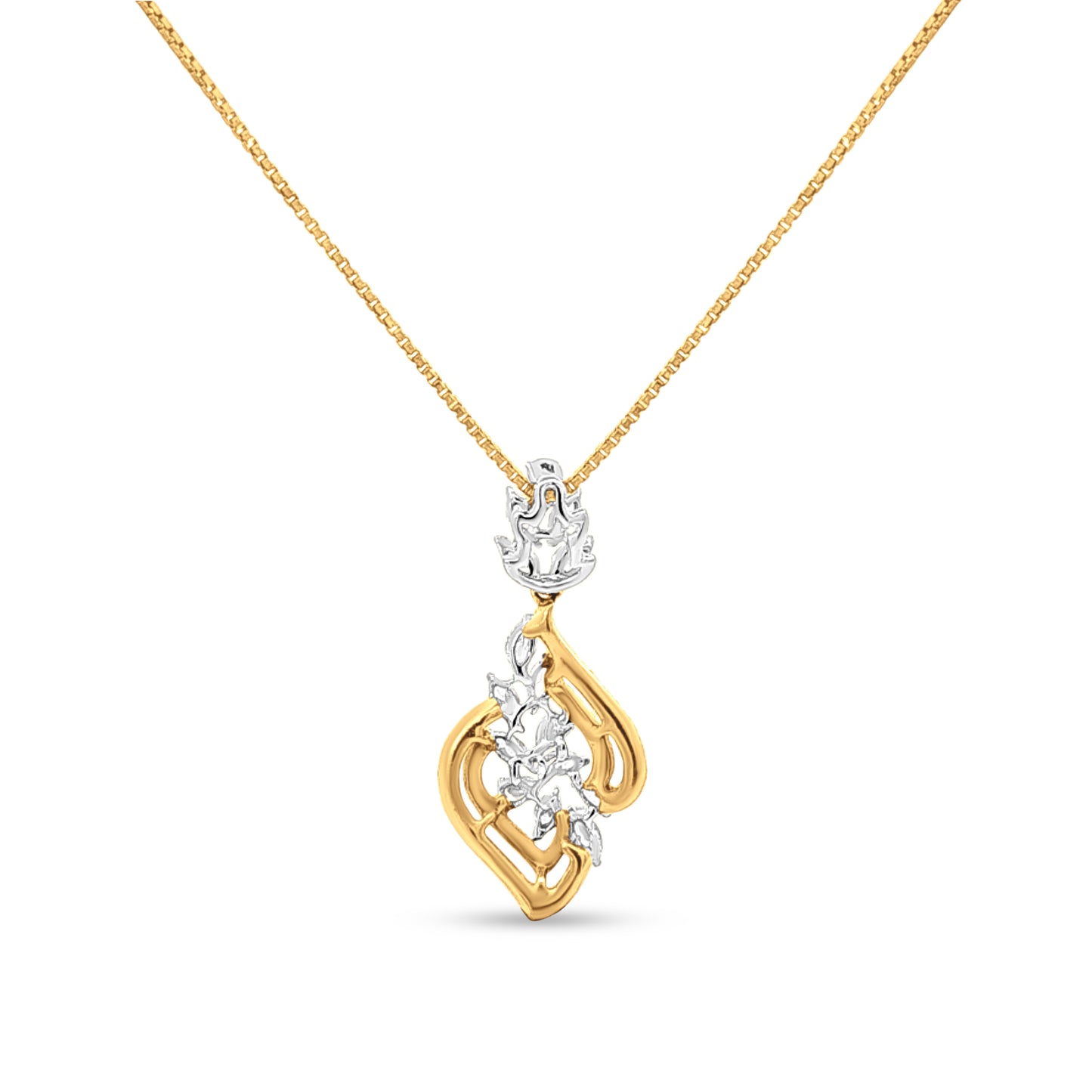 Samarpana Rasa: 18k Yellow Gold Contemporary Pendant Necklace Set