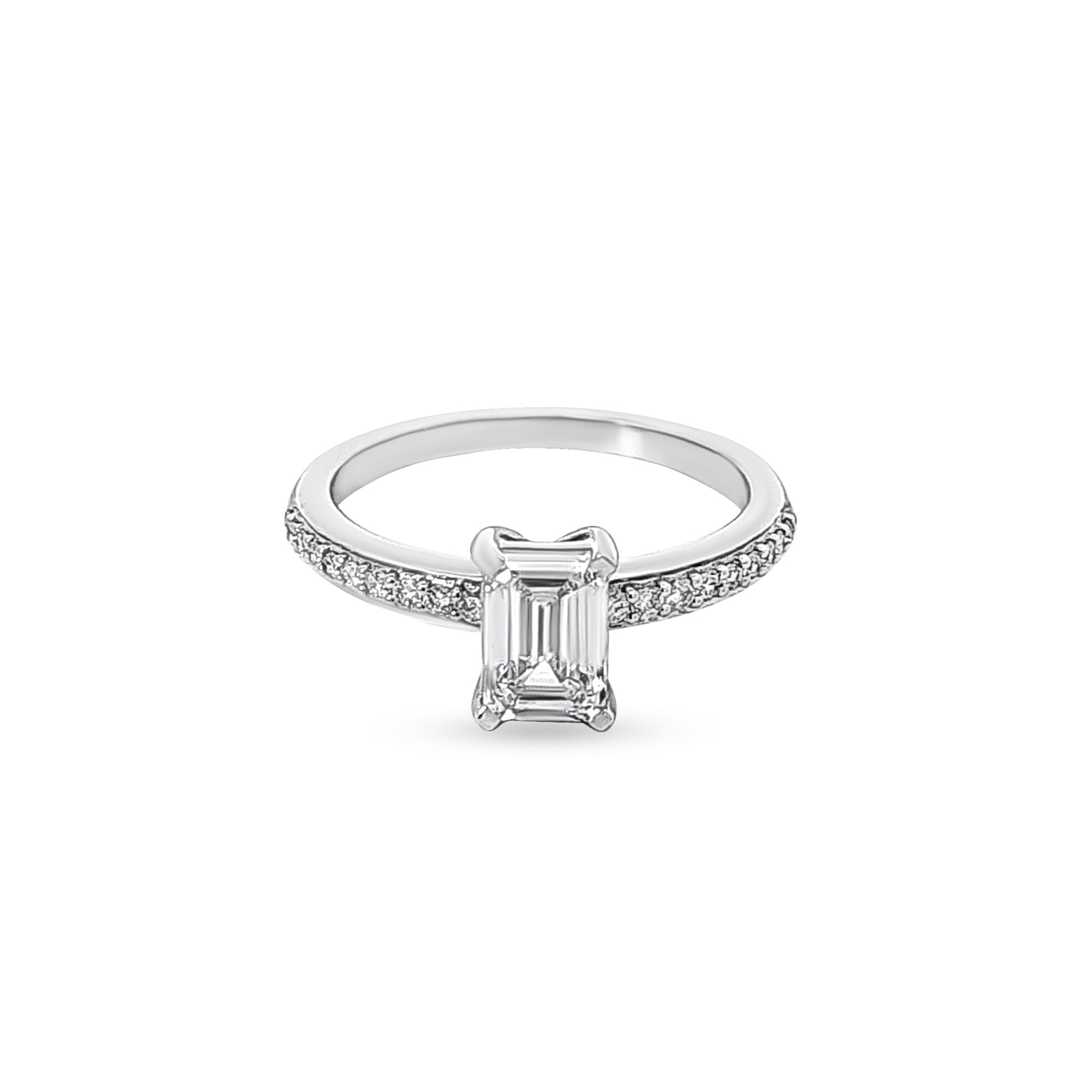 14K White Gold Emerald-cut Lab-Grown Diamond Ring