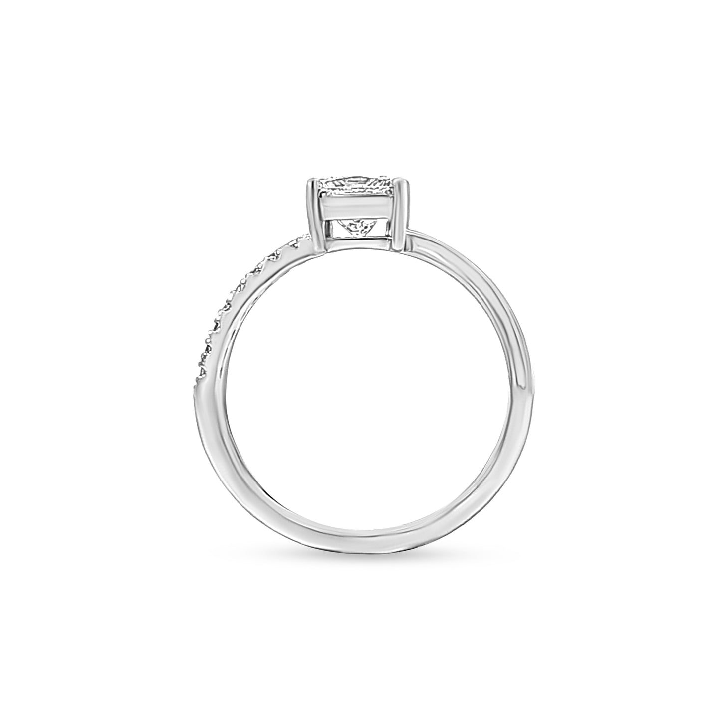 14K White Gold Split Shank Princess Cut Solitaire Lab-Grown Diamond Ring