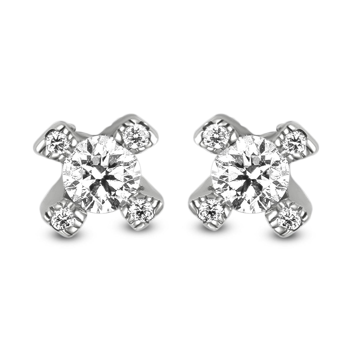 Criss Cross Diamond Tops In 18K Gold