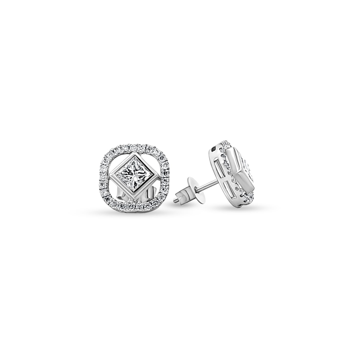 Aarohi - 14K White Gold Geometric Lab-Grown Diamond Earrings