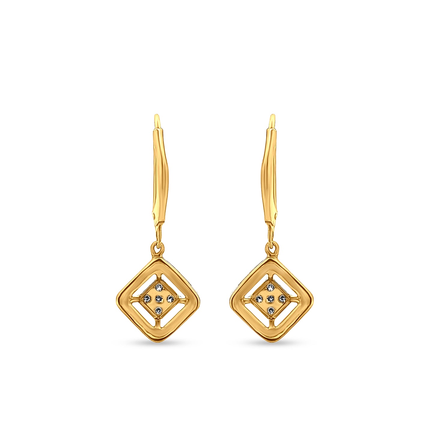 Swarna - 18K Yellow Gold Diamond Hanging Hoop Earring