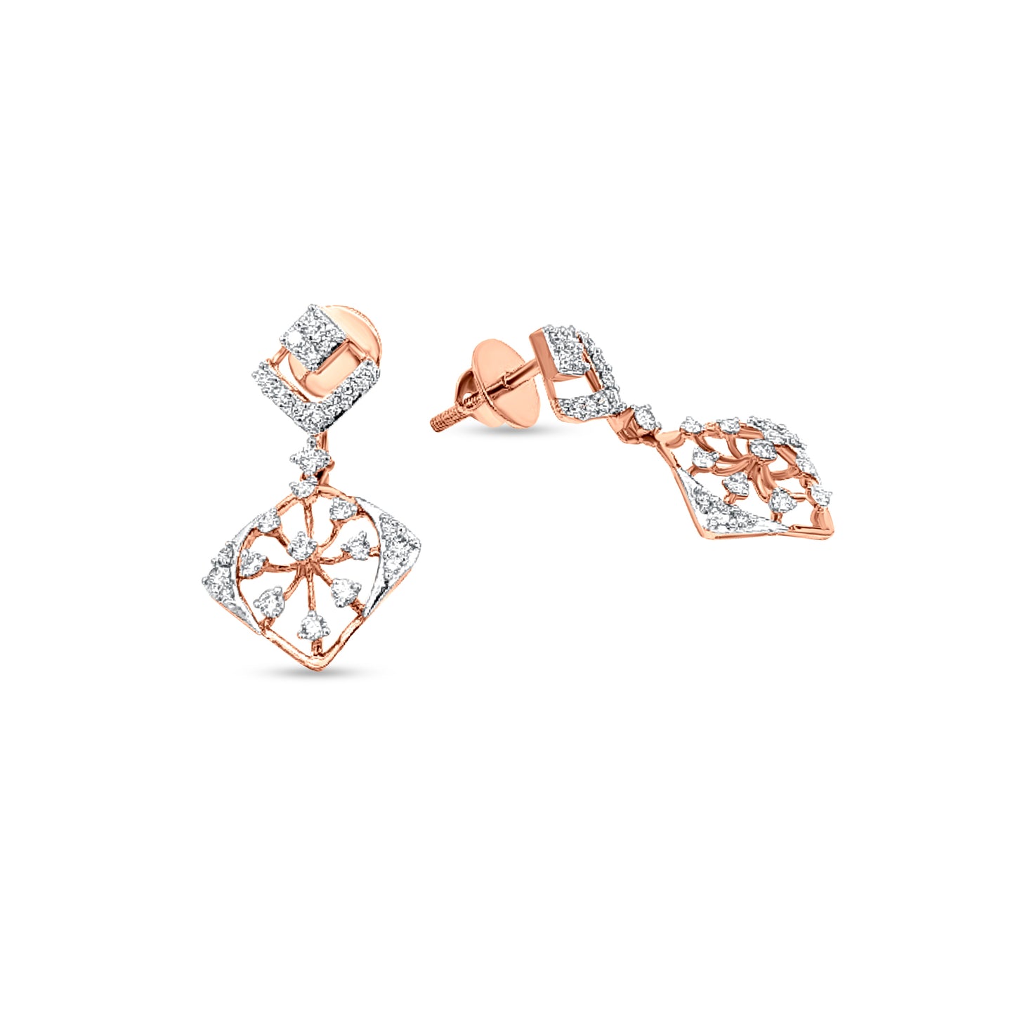 Kiara 18K Rose Gold Diamond Dangle Earrings