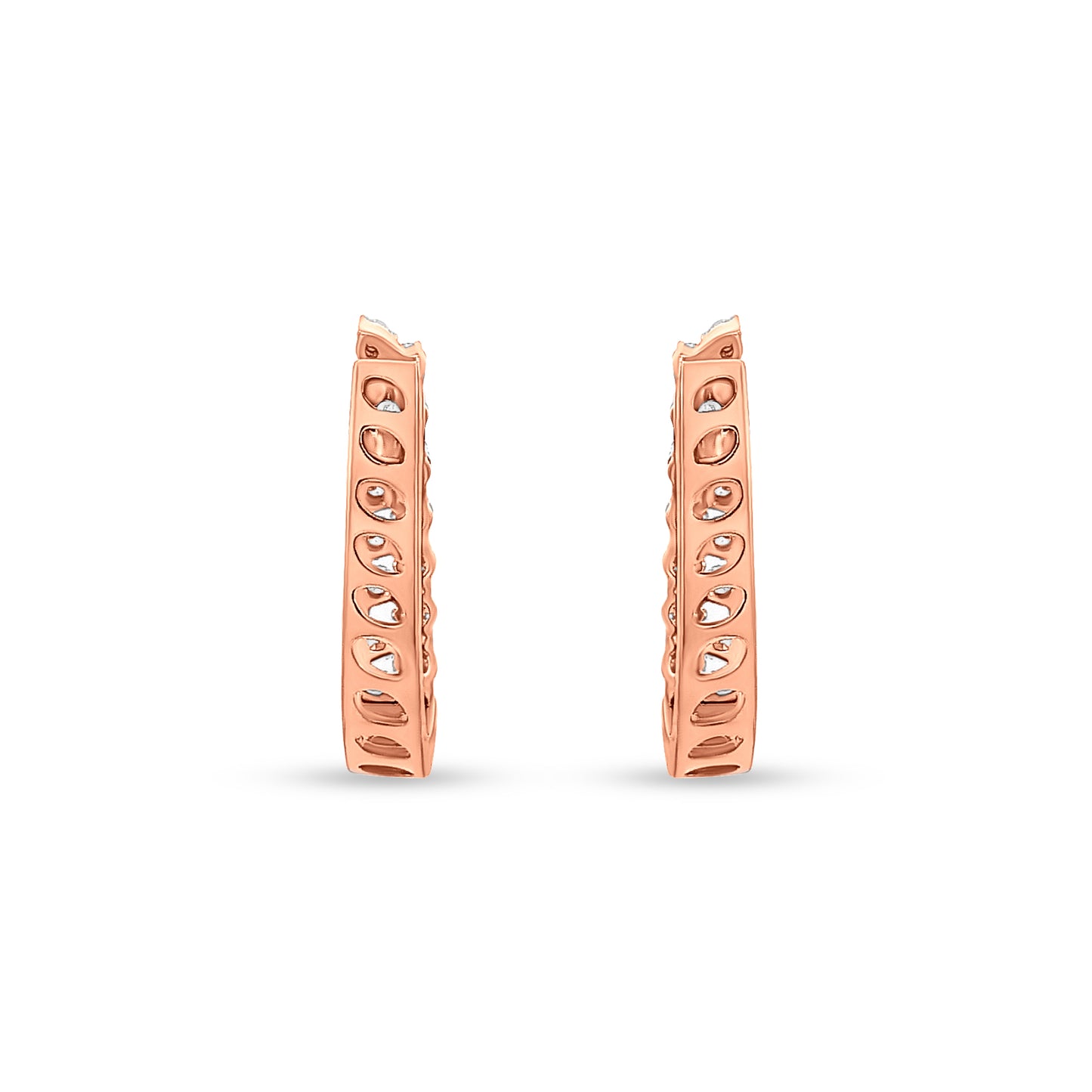 18K Rose Gold Diamond Huggie Earrings