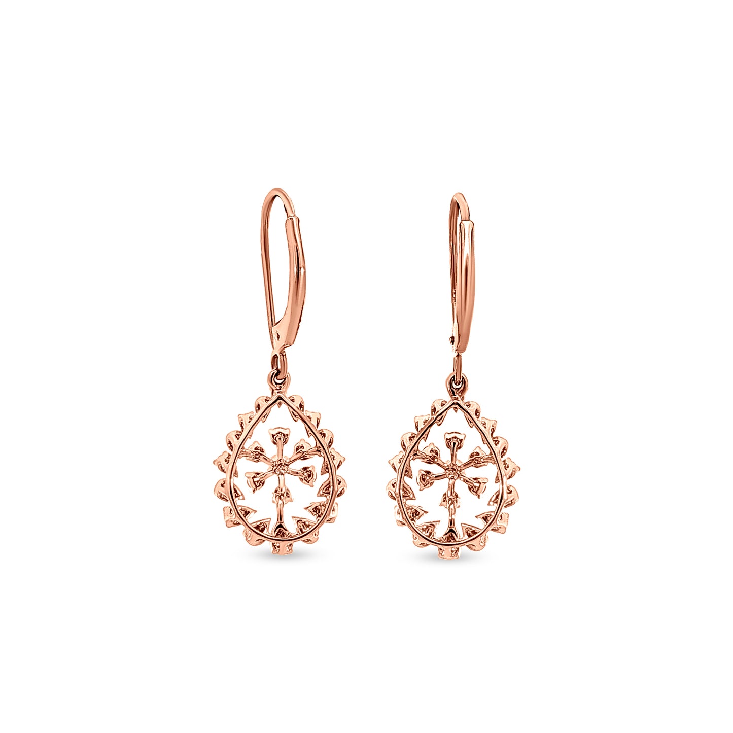 Vaidehi - 18K Rose Gold Diamond Hanging Hoop Earrings