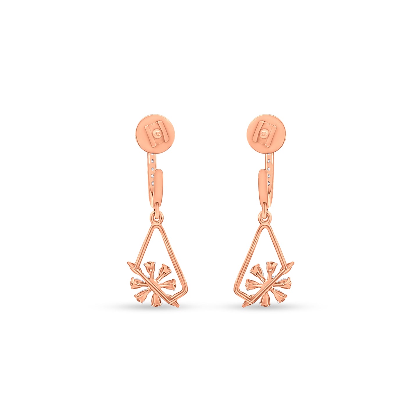 Mrinalini - 18K Rose Gold Diamond Hanging Hoop Earrings