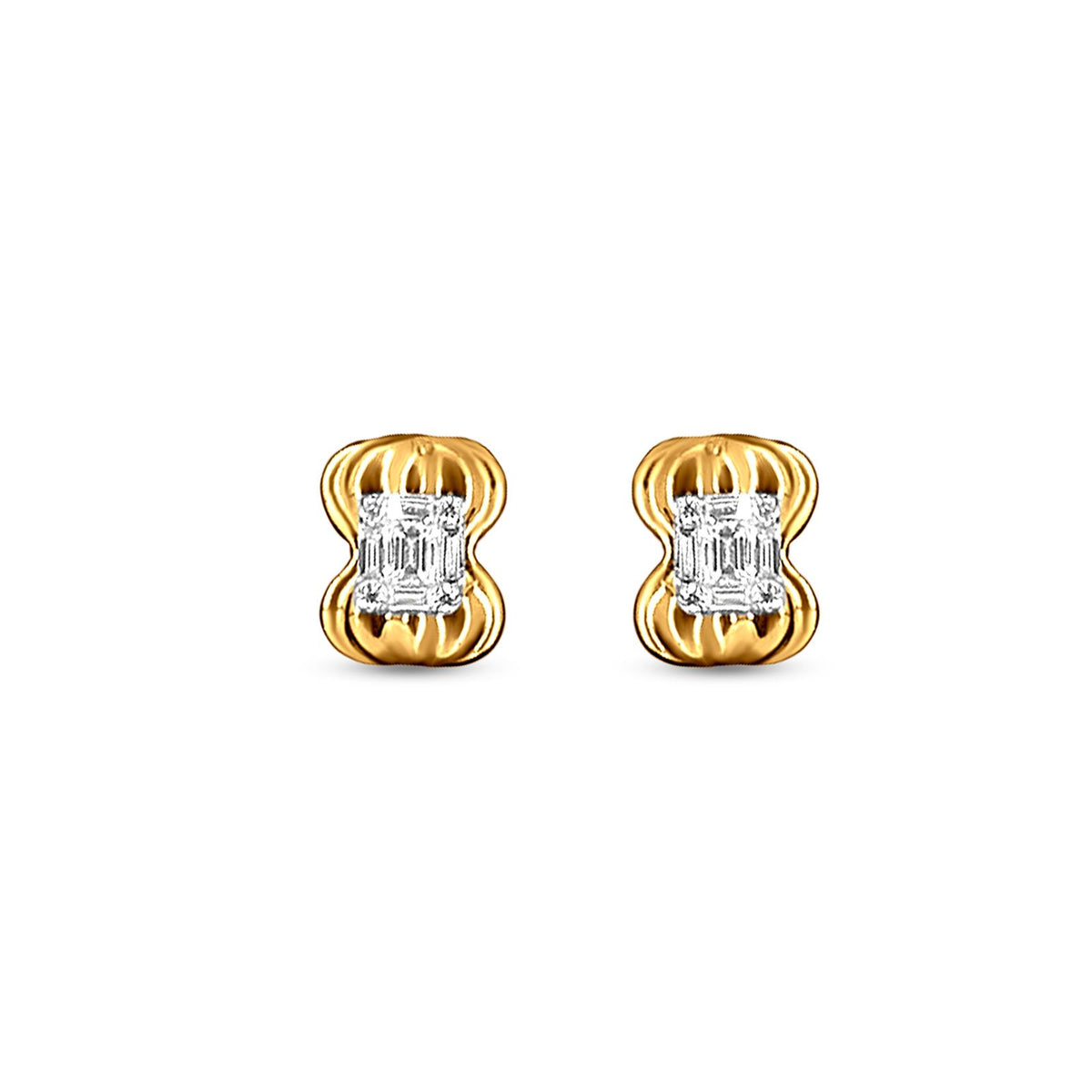 Diamond Stud Earrings In 18K Yellow Gold