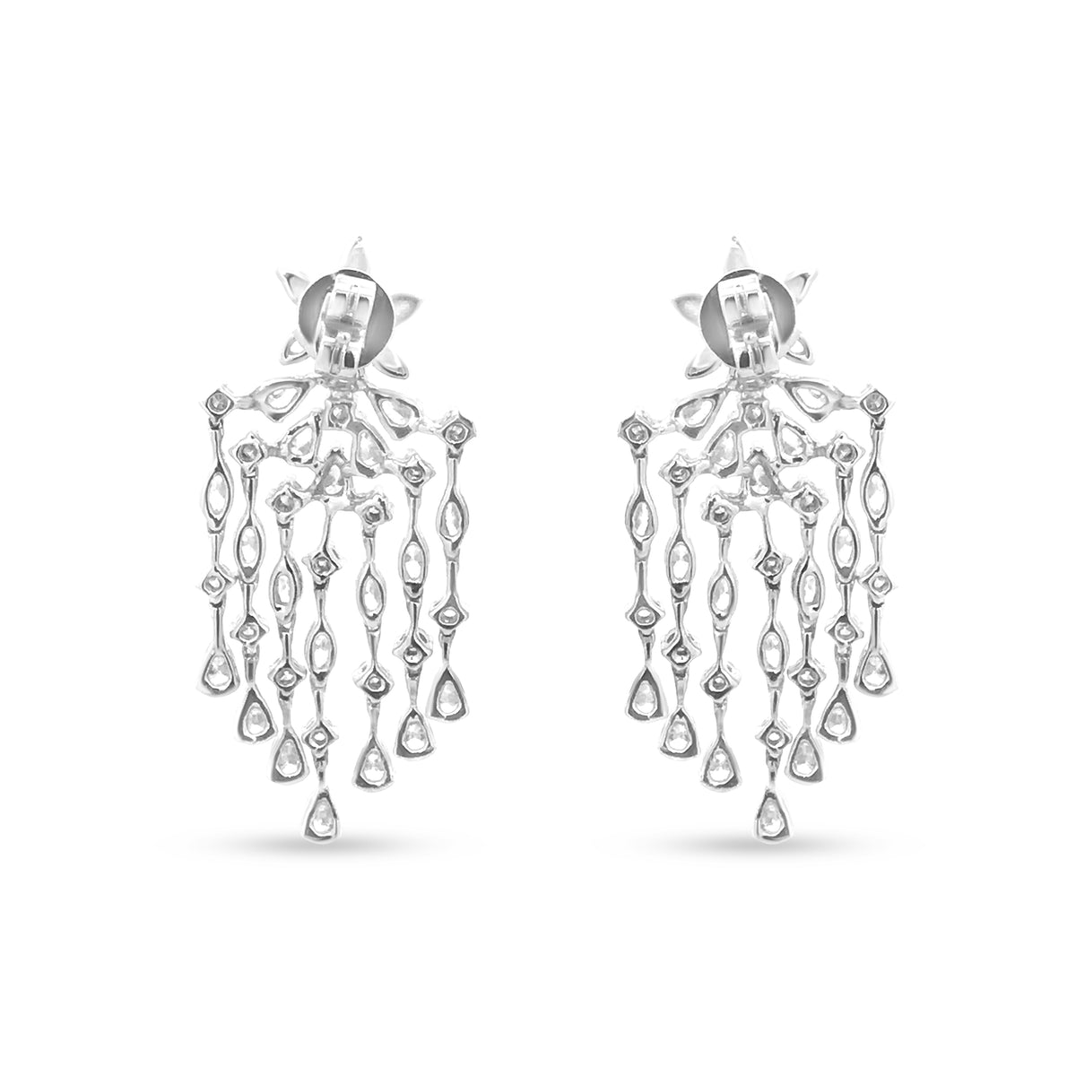 18K White Gold Hanging Diamond Earrings