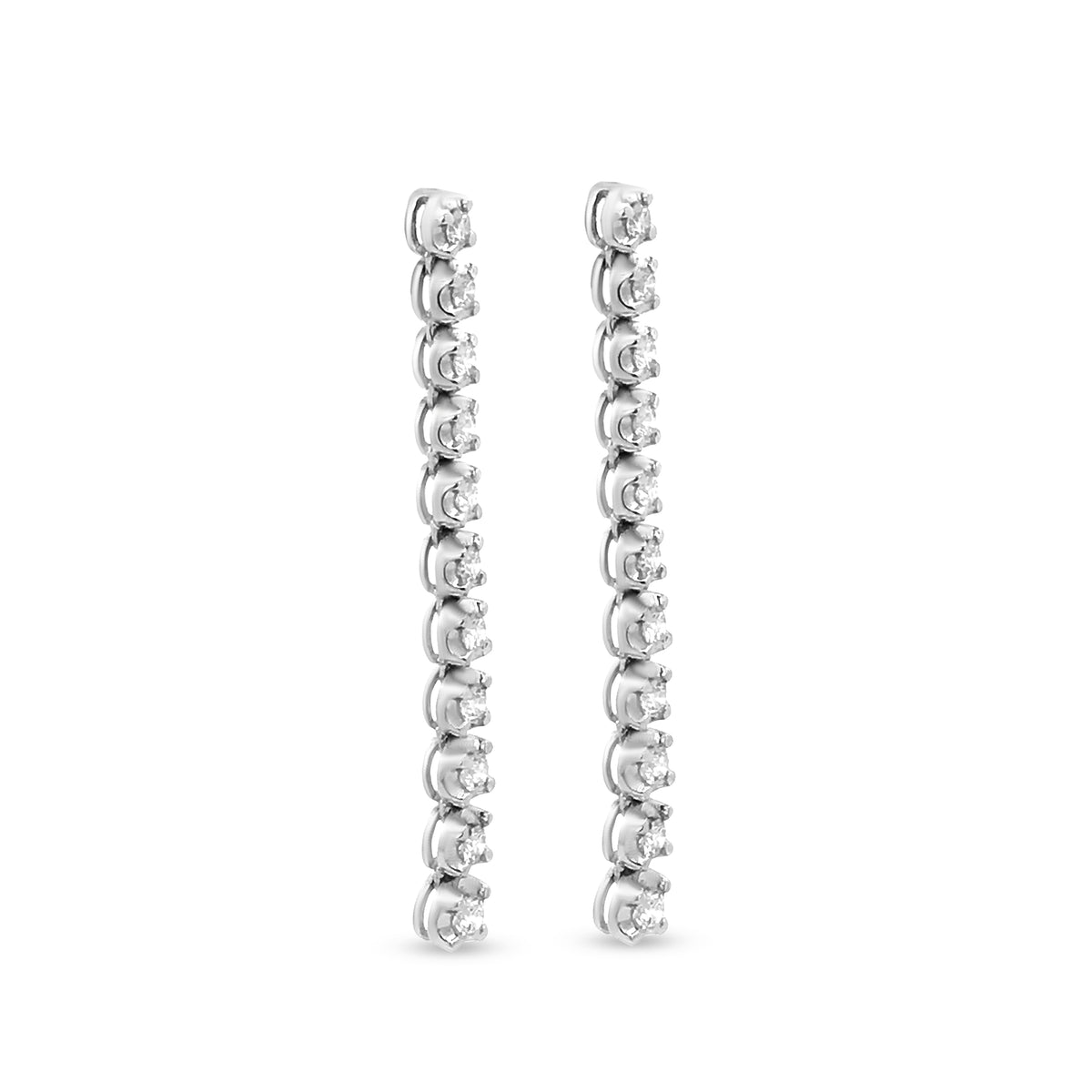 18k White Gold Linear Drop Diamond Earrings - 0.79ct Total Weight, Comfortable and Lightweight
